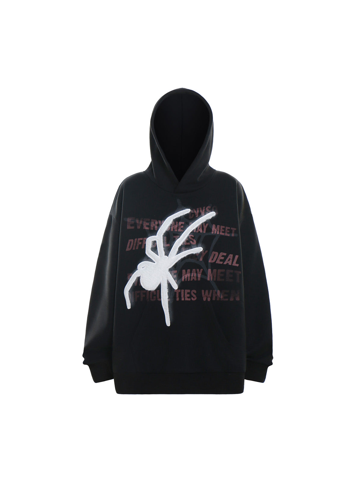 Spider Embroidered Patchwork Fleece Hoodie Thesupermade