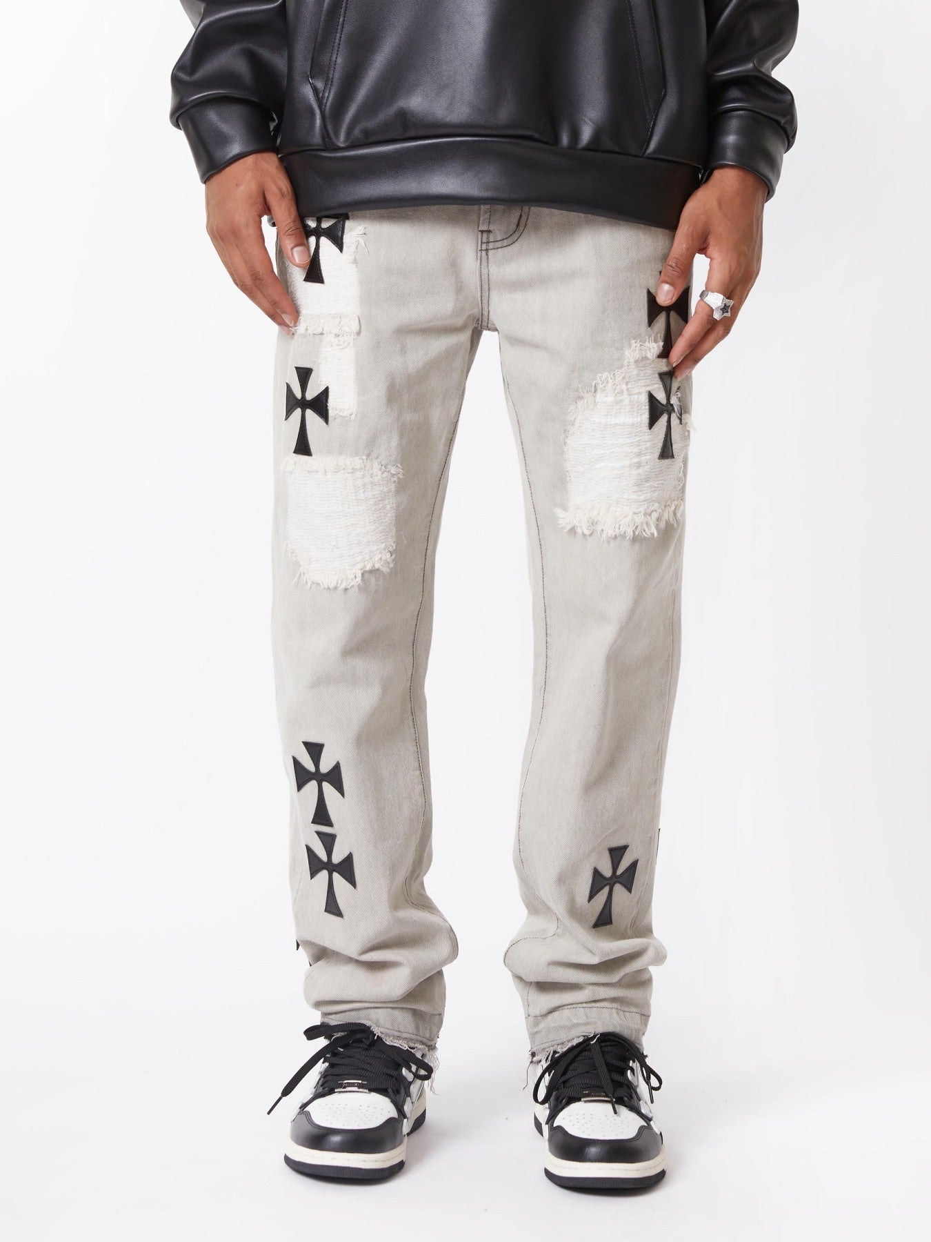 Thesupermade American Street Style Ripped Embroidered Jeans - 1617