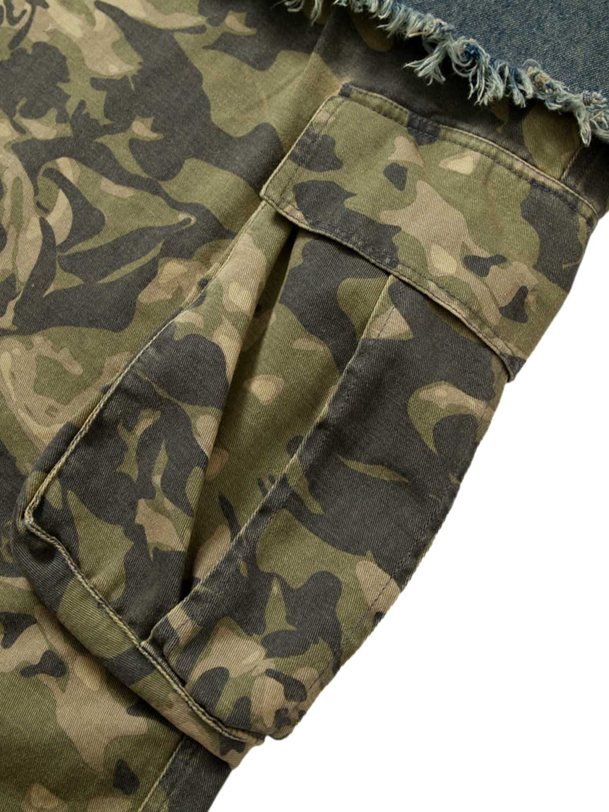 Camouflage Patchwork Workwear Straight Jeans