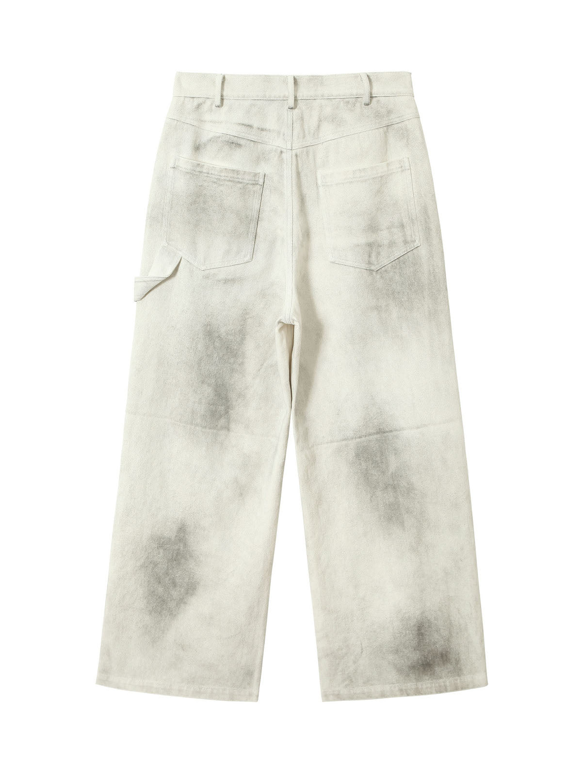 Washed Tie-Dyed  White Work Pants