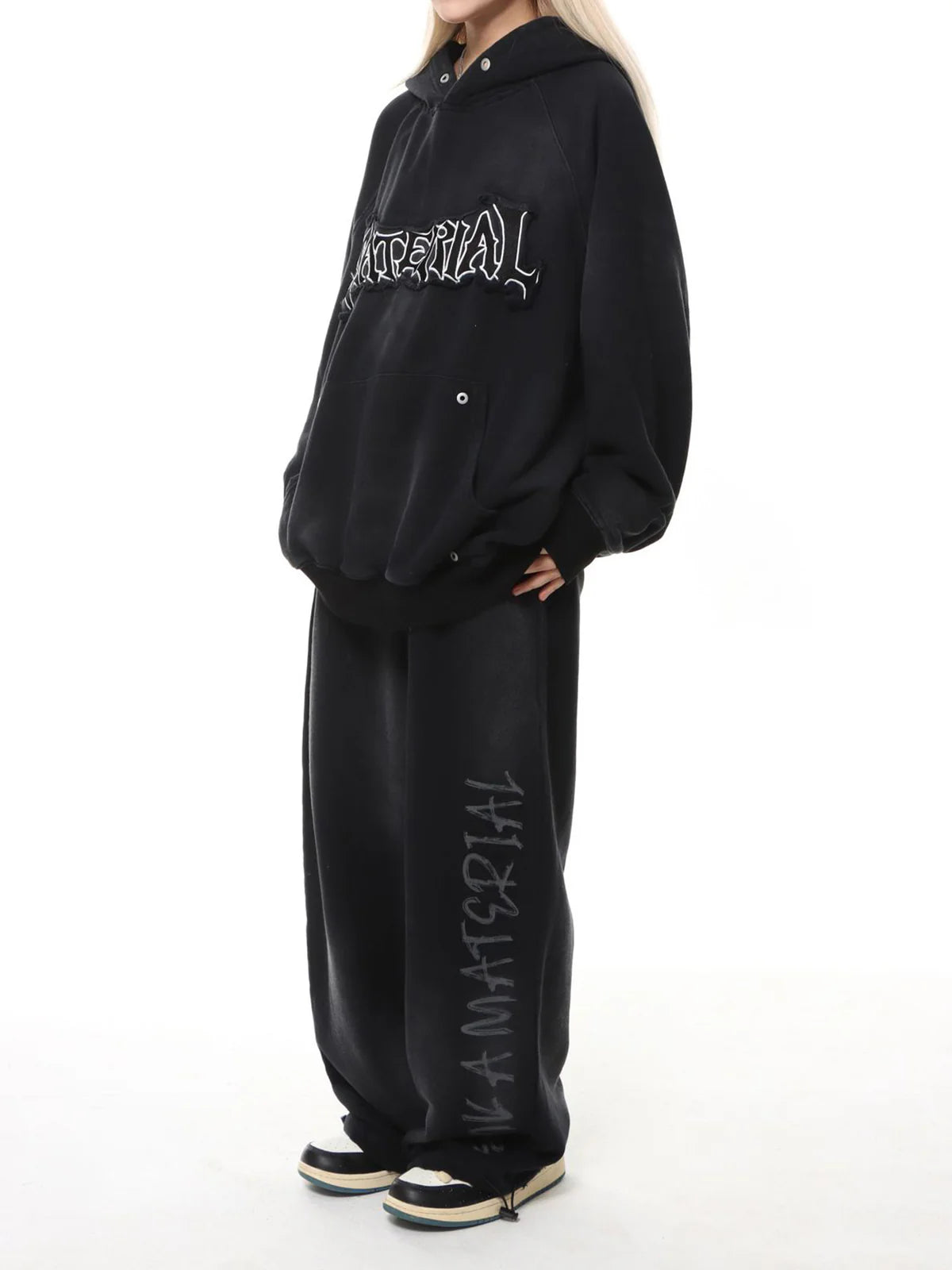 Wasteland Washed Patched Embroidered Hoodie Set