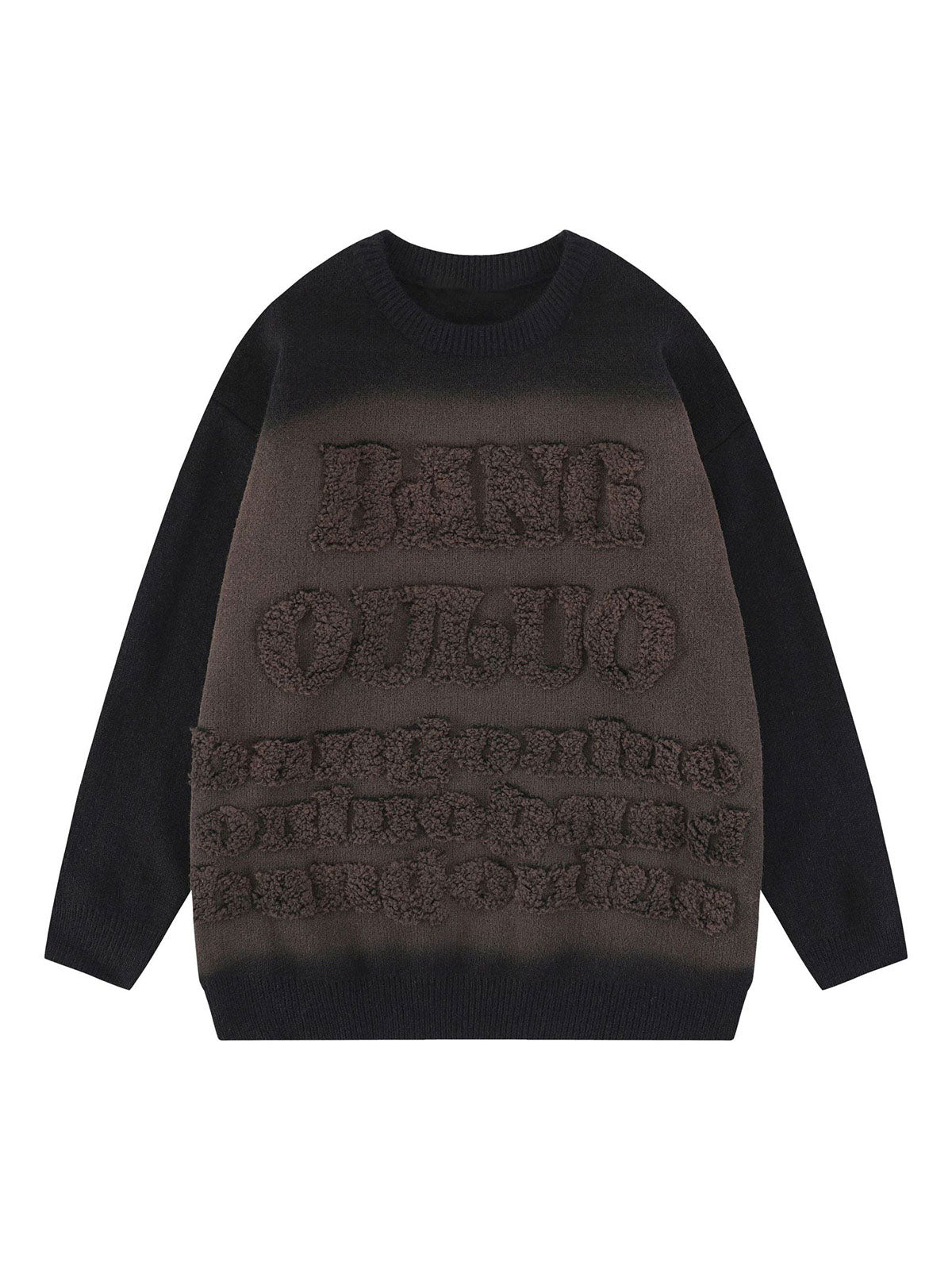 Thesupermade Retro Letters Jacquard Crew Neck Sweater