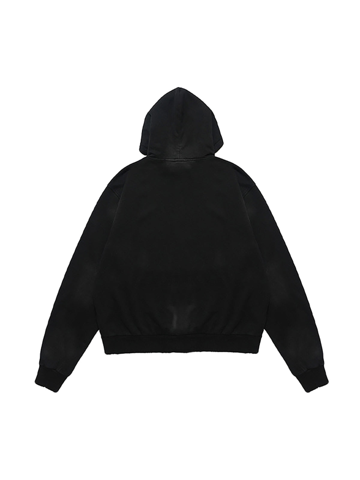 Washed Letter Print Double Zipper Fleece Hoodie