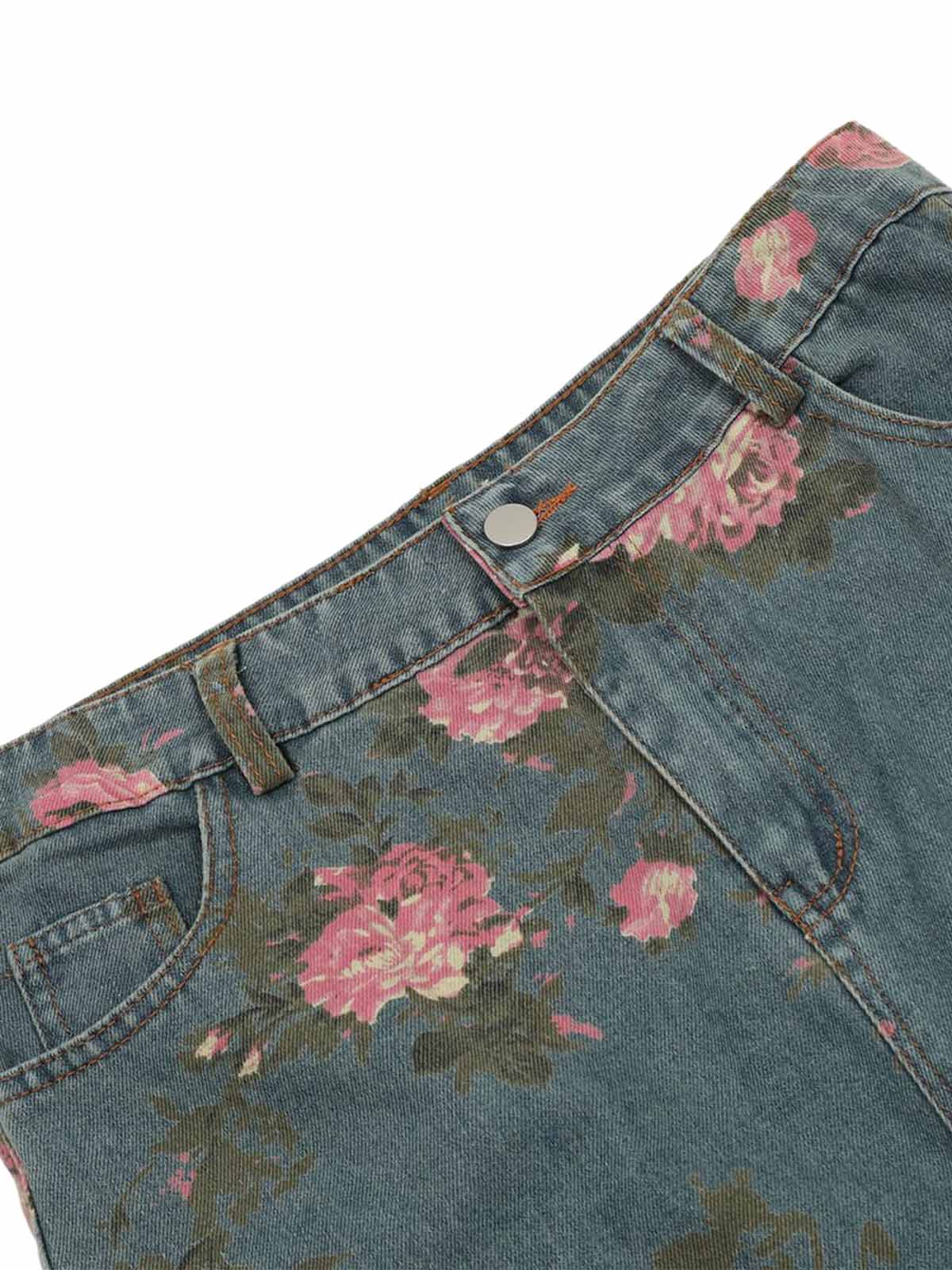 Thesupermade Floral Print Straight Jeans