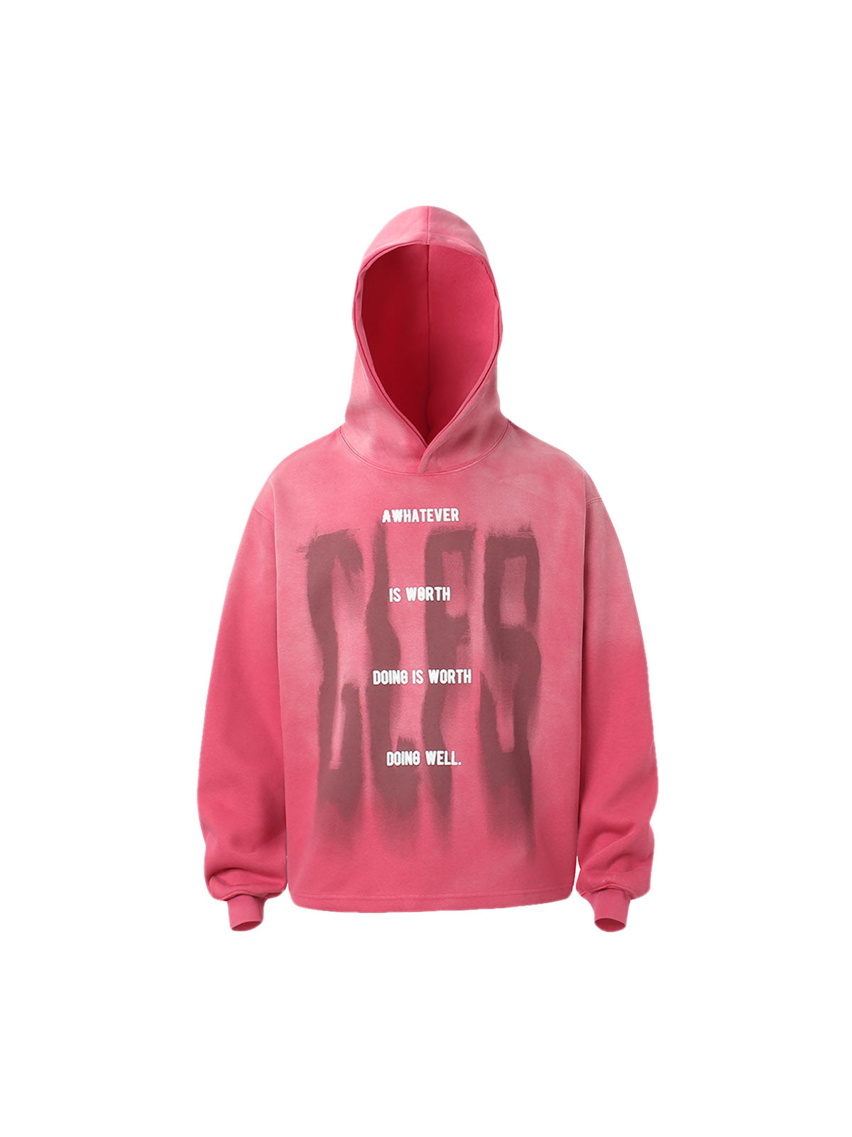 Thesupermade Gradient Letter Distressed Pullover Hoodie