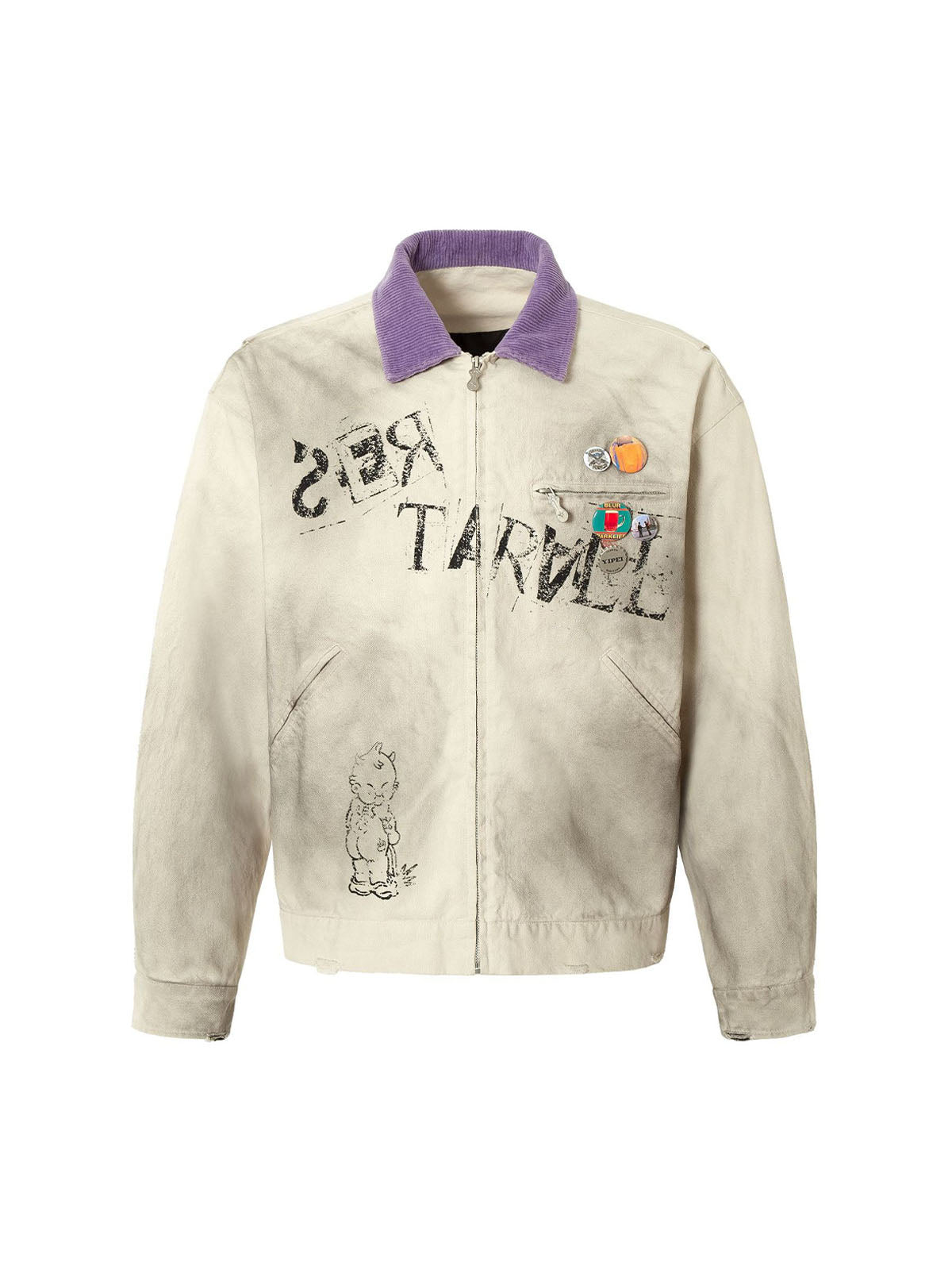 Retro Badge Dirty Dye Detroit Jacket