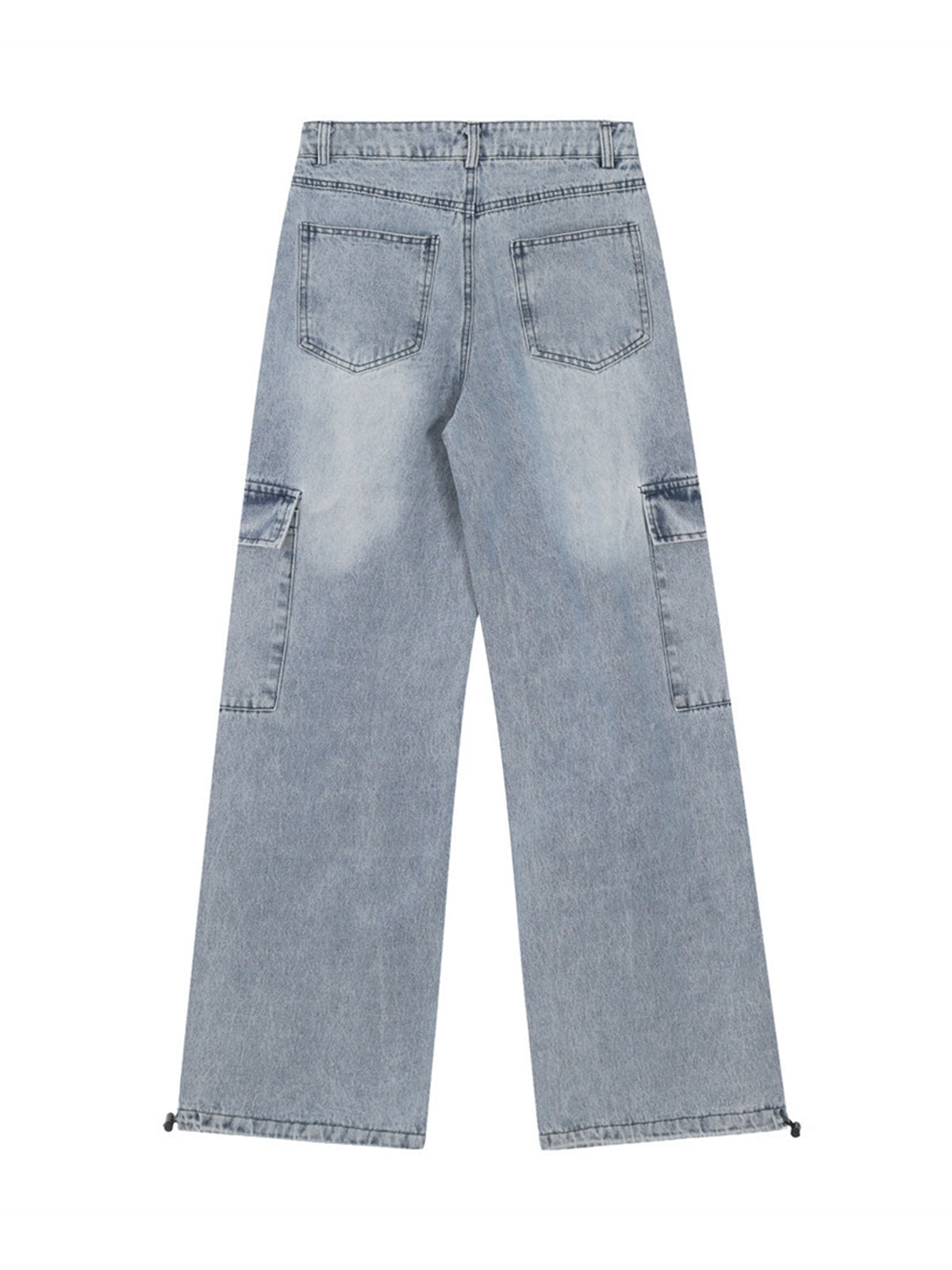 Side-Scarf Pleated Baggy Jeans