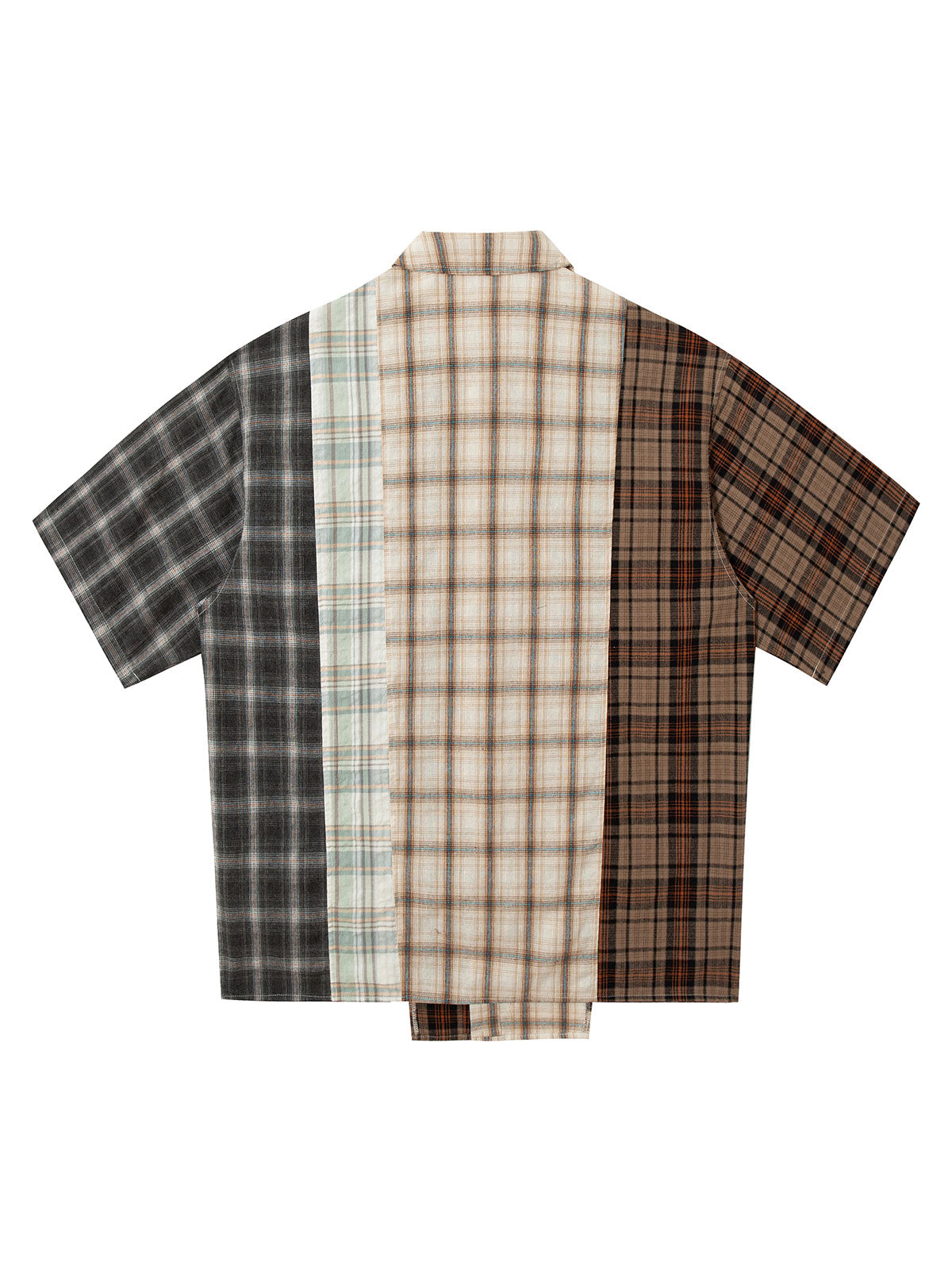 Patchwork Plaid Short-Sleeve Shirt