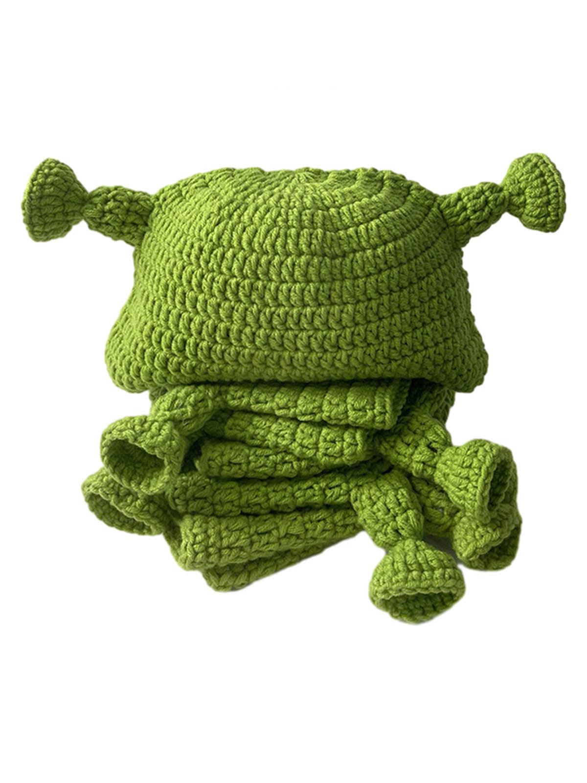 Thesupermade Fun Green Cartoon Hand-knitted Head Cover