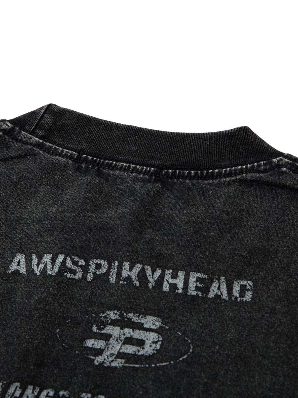 Heavy Washed Distressed Letter Printed T-shirt