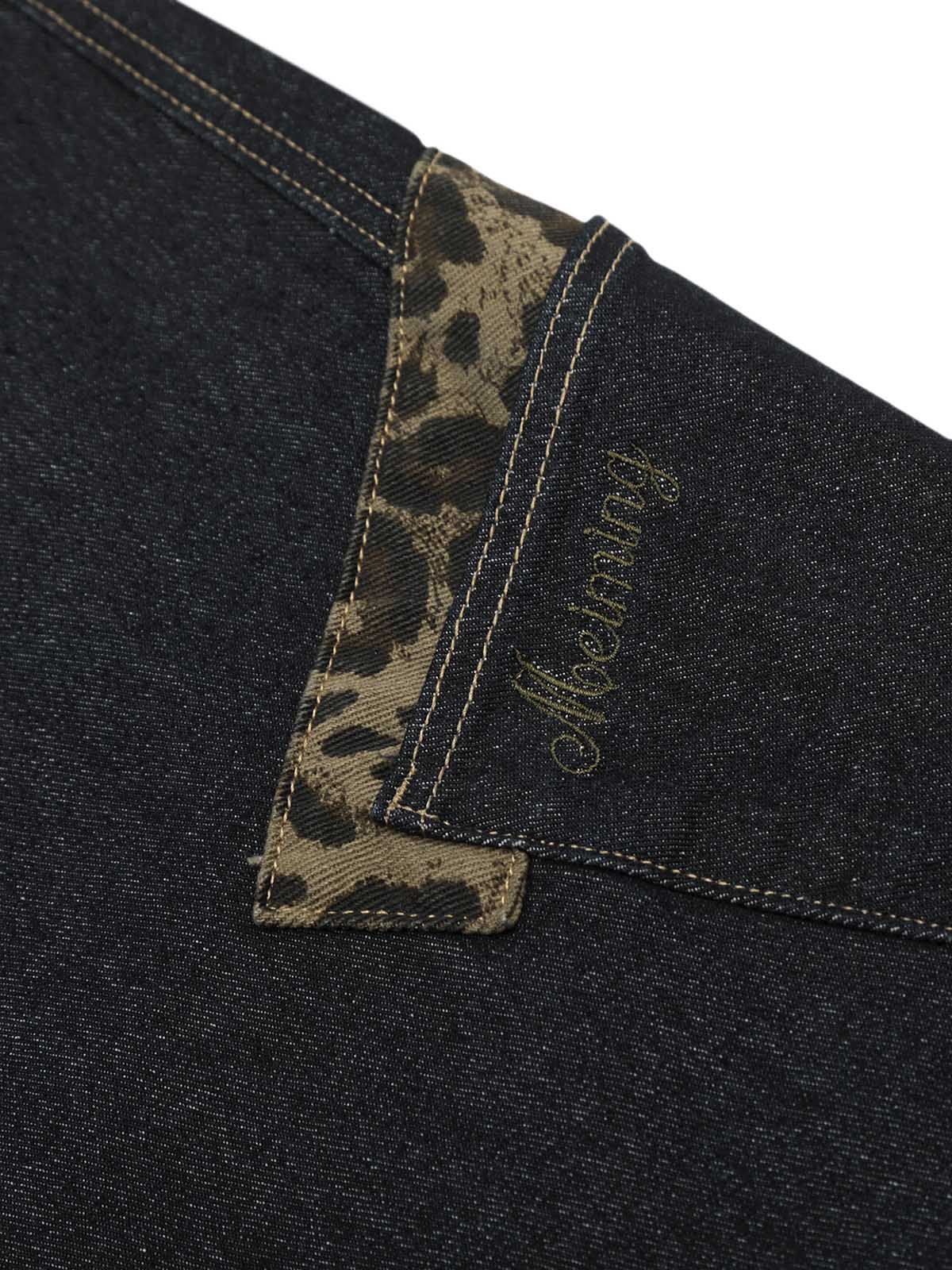 Deconstructed Cheetah Print Split Machete Baggy Jeans