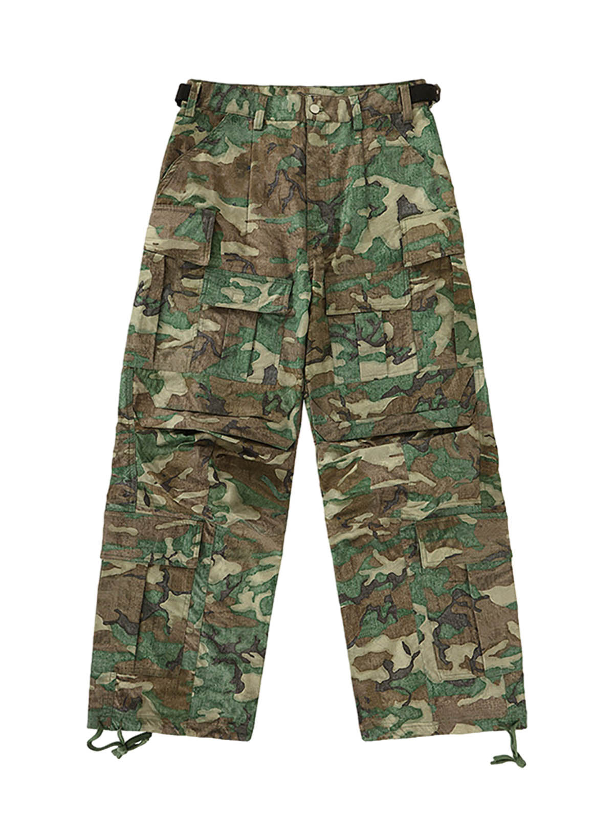 Camouflage Adjustable Belt Cargo Pants