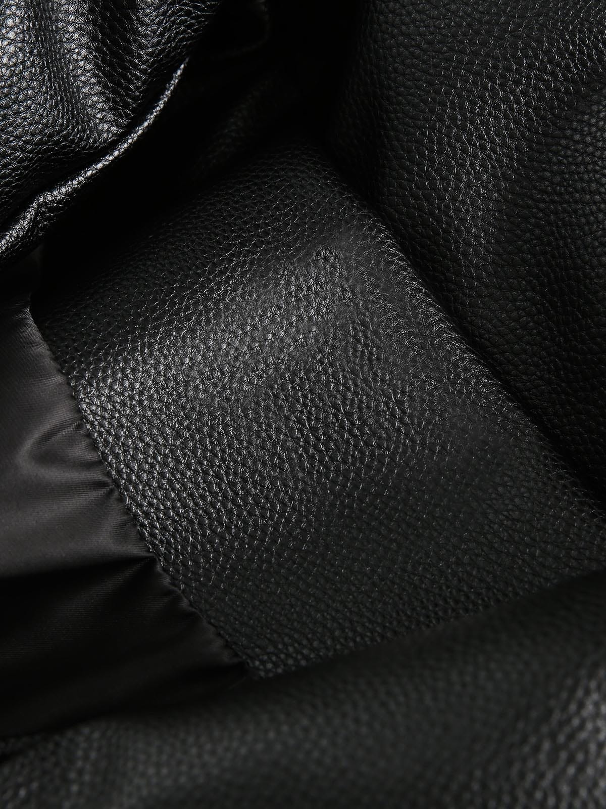 Thesupermade Stand collar short PU leather Quilted Puffer Jacket