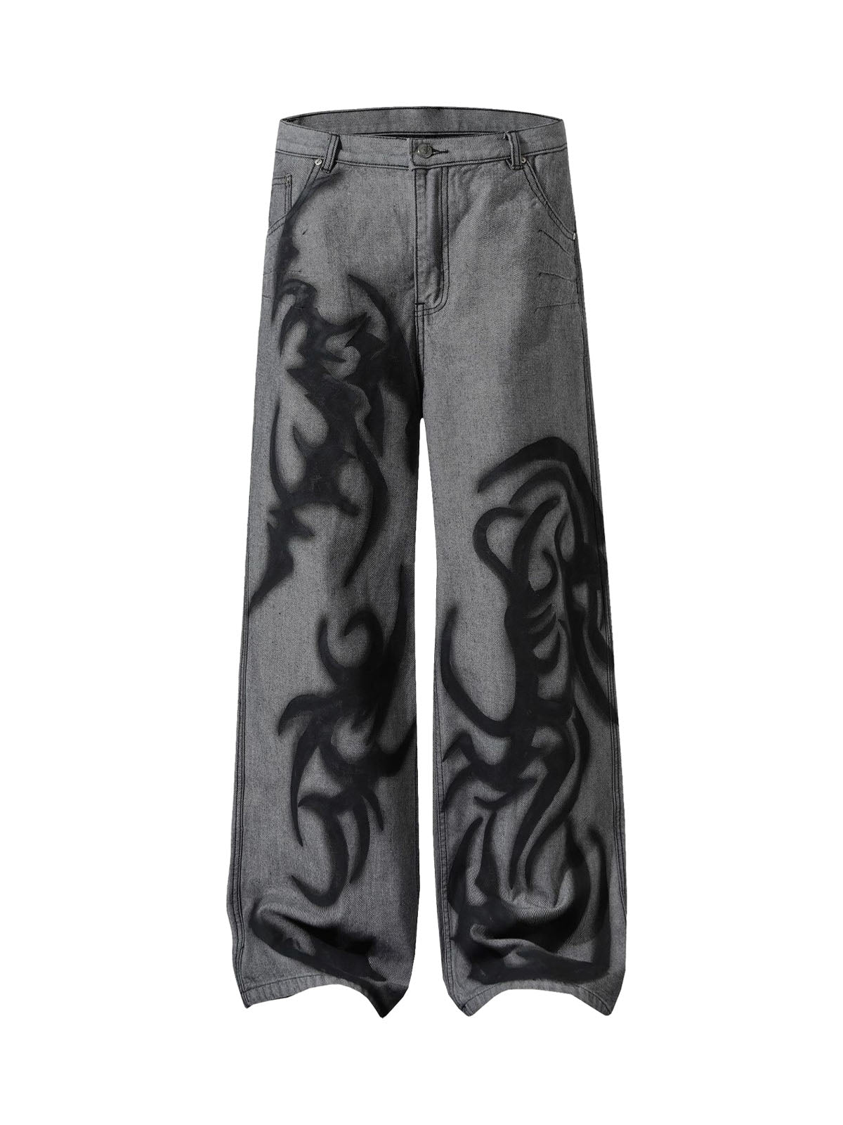 Tribal Tattoo Print Baggy Jeans