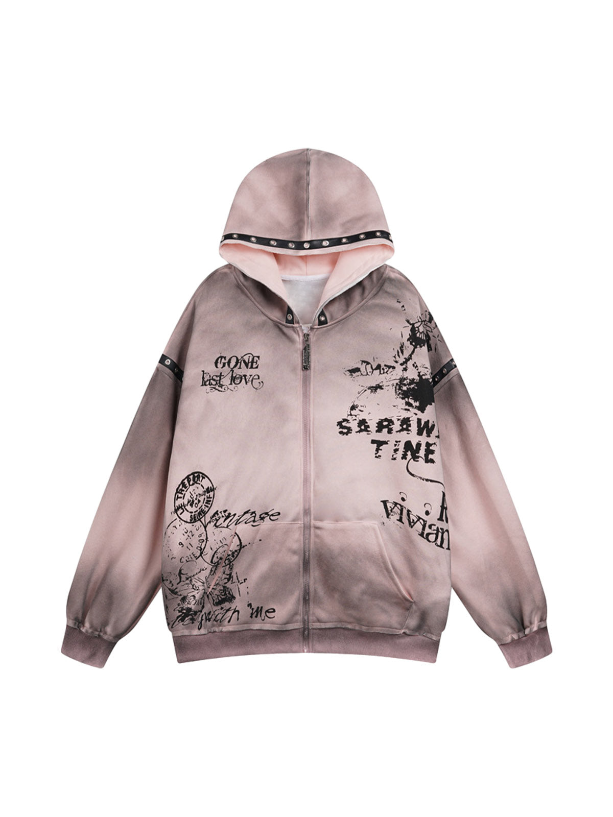 Thesupermade Vintage Dirty Graffiti Hooded Jacket