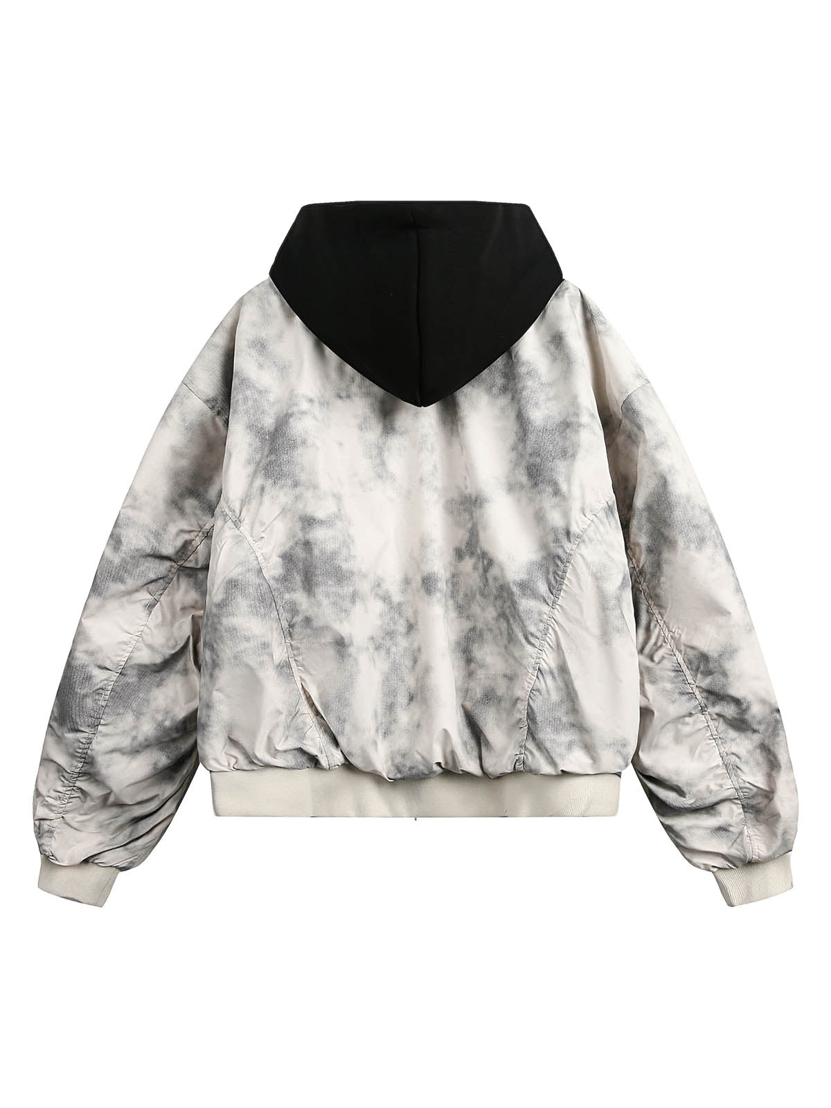 Patchwork Faux Two-Piece Gradient Hooded Bomber Jacket