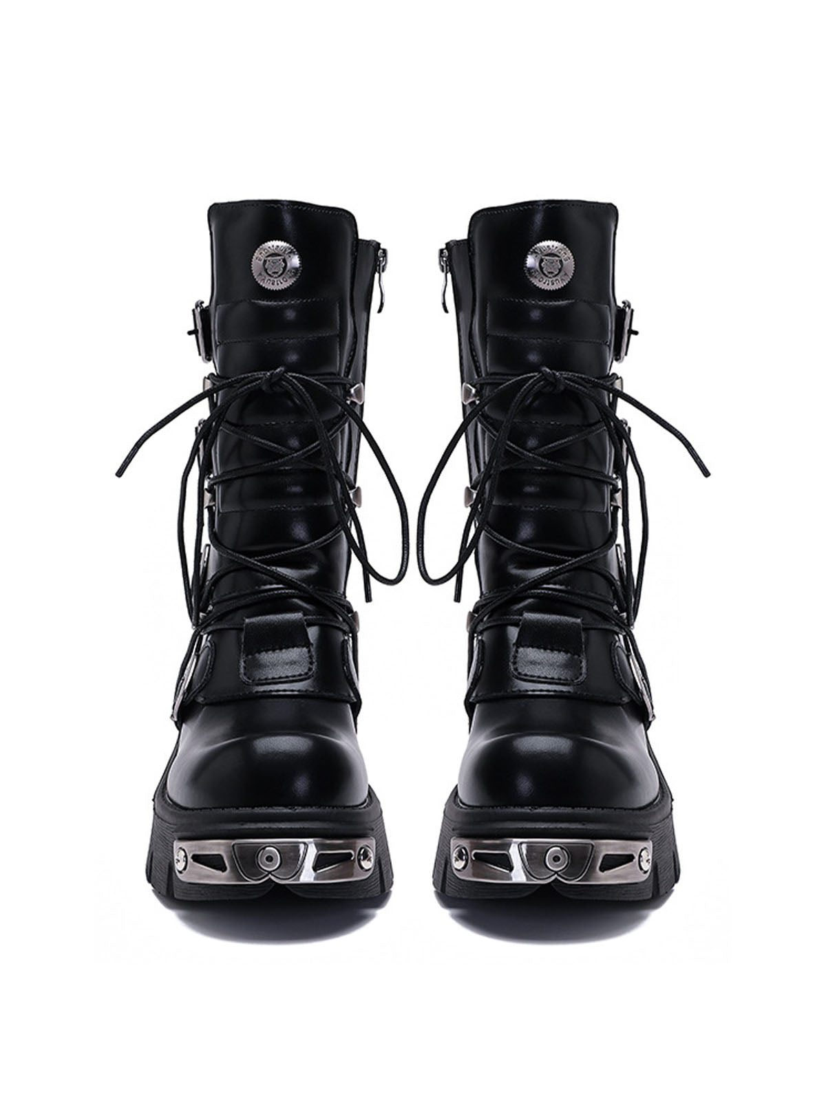 Thesupermade Metal Punk Style Workwear Platform Boots - 2199