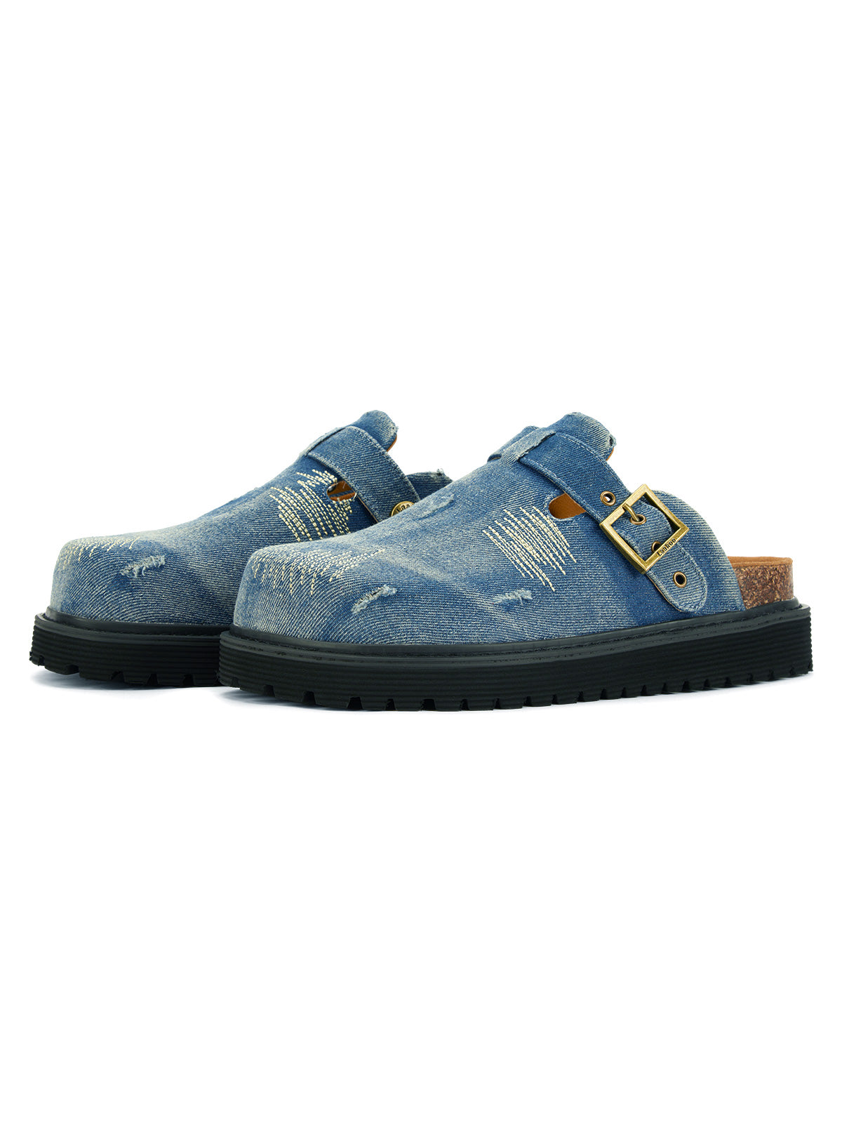 Thesupermade Vintage Denim Embroidered Birkenstocks - 2231