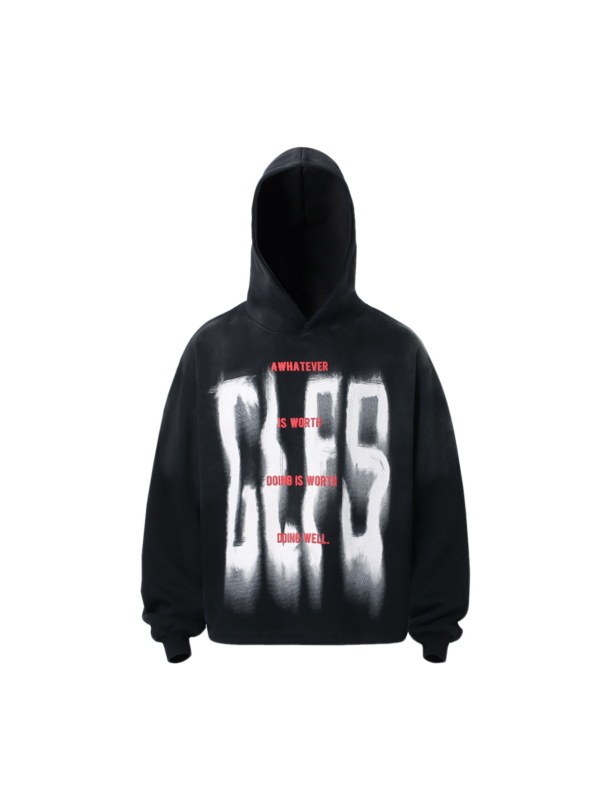 Thesupermade Gradient Letter Distressed Pullover Hoodie