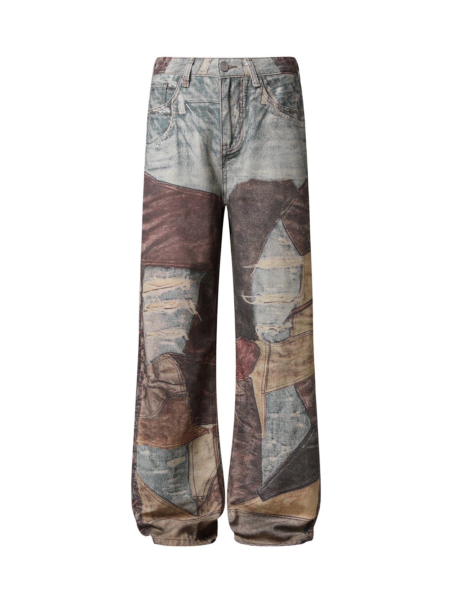 Thesupermade High Street Distressed Washed Printed Jeans