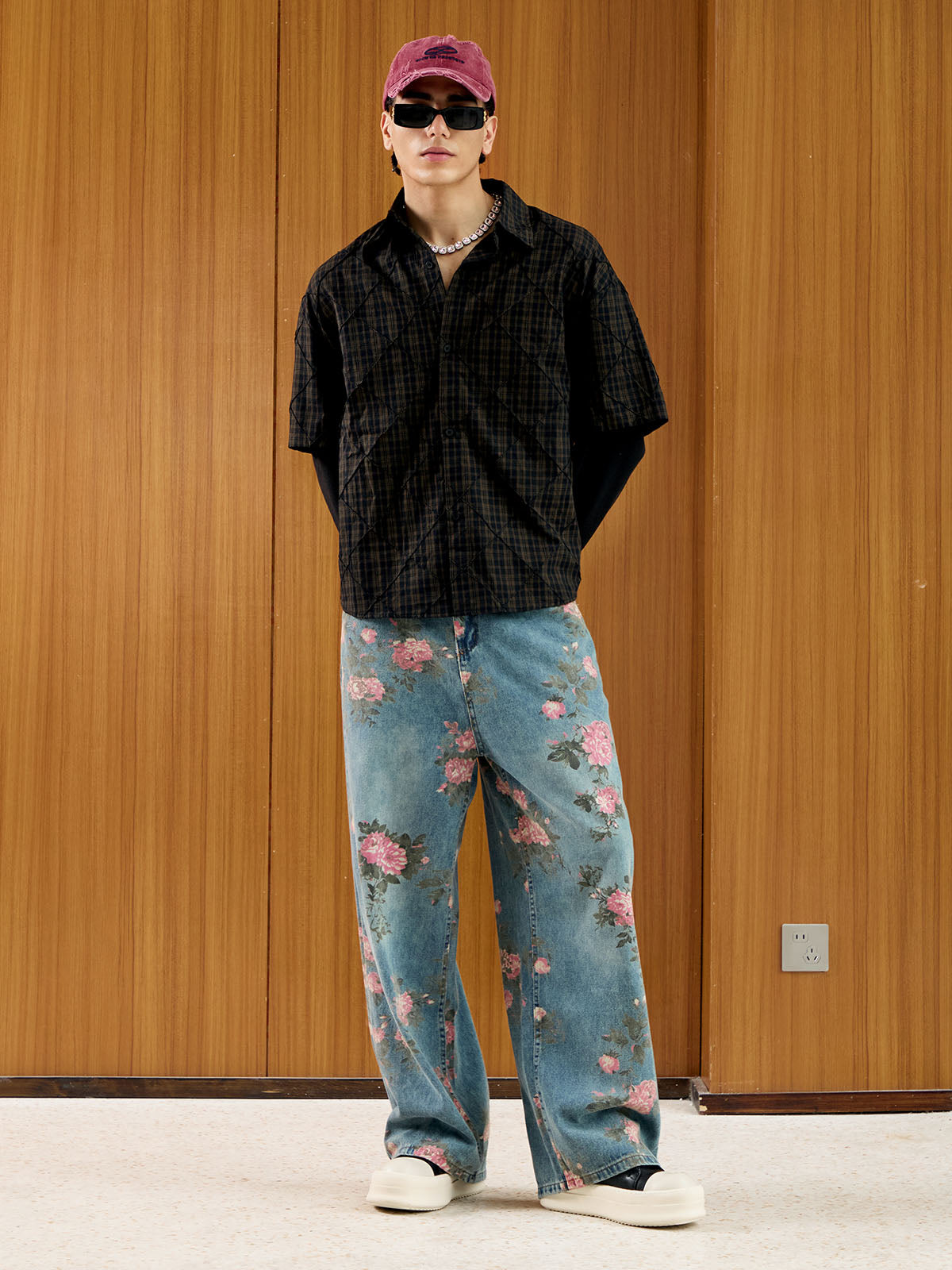 Thesupermade Floral Print Straight Jeans