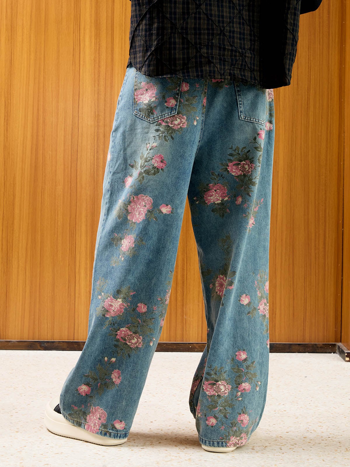 Thesupermade Floral Print Straight Jeans