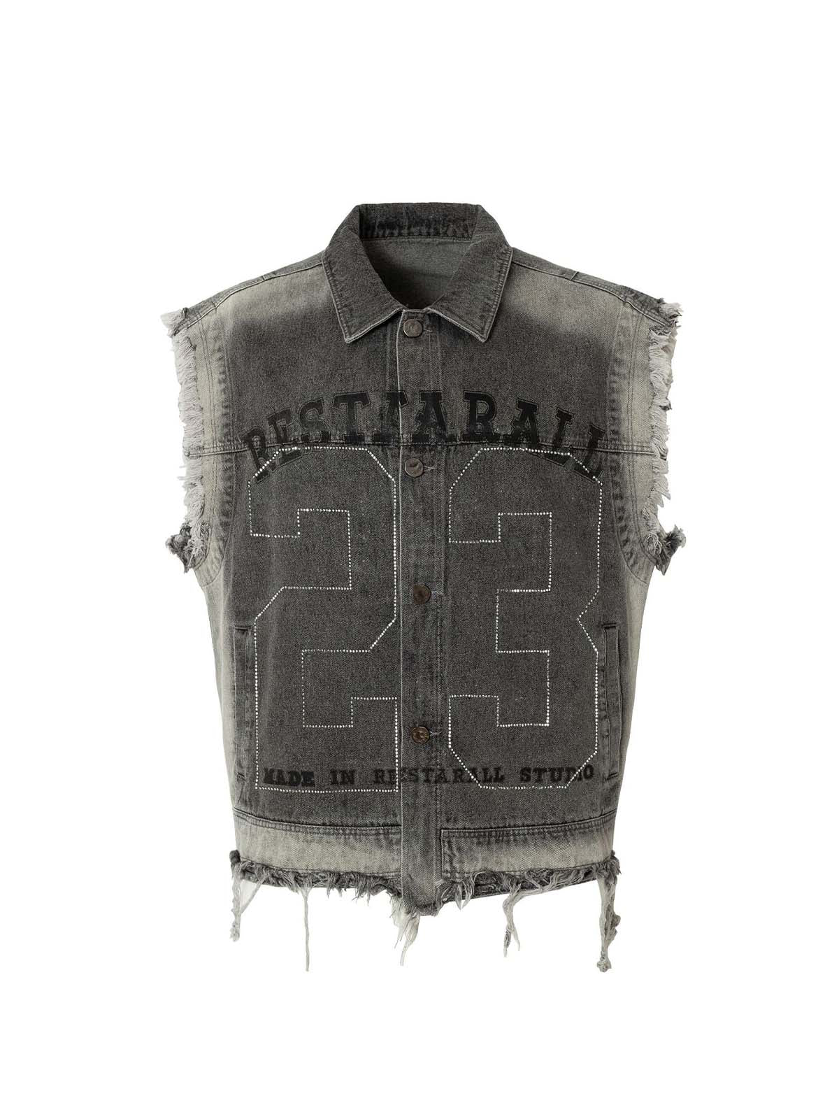 Retro Wasteland Rivet Denim Vest - 2299