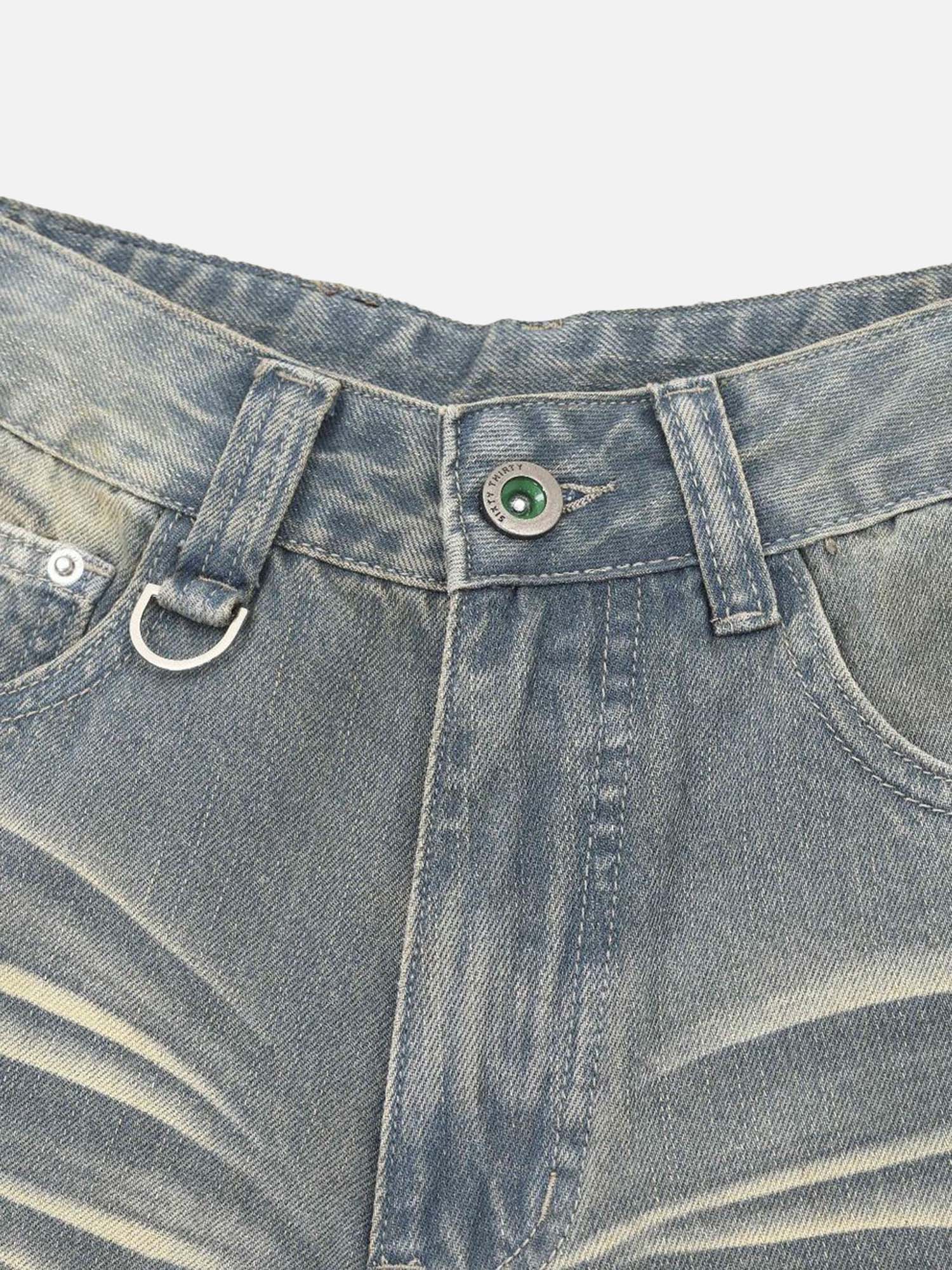 Thesupermade American Trendy Washed Denim Hip-Hop Shorts