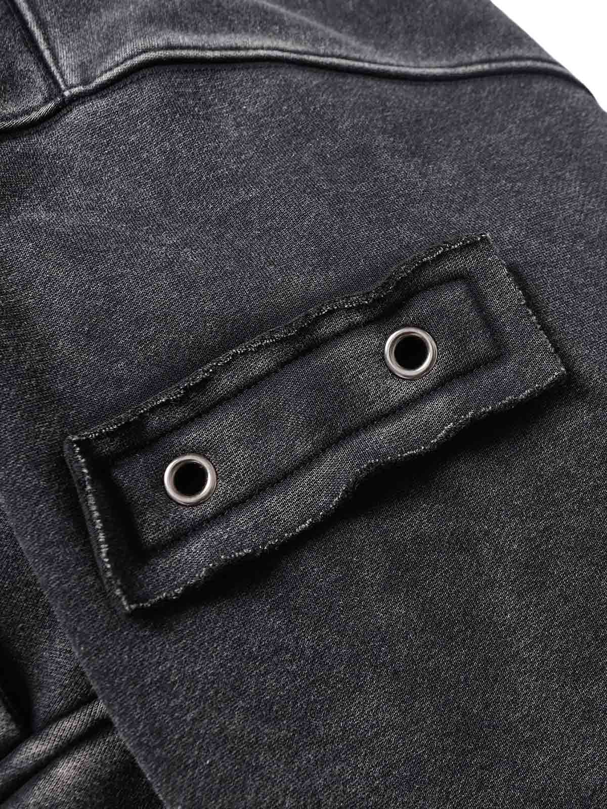 Wasteland Style Washed Zipper Up Sweatshirt