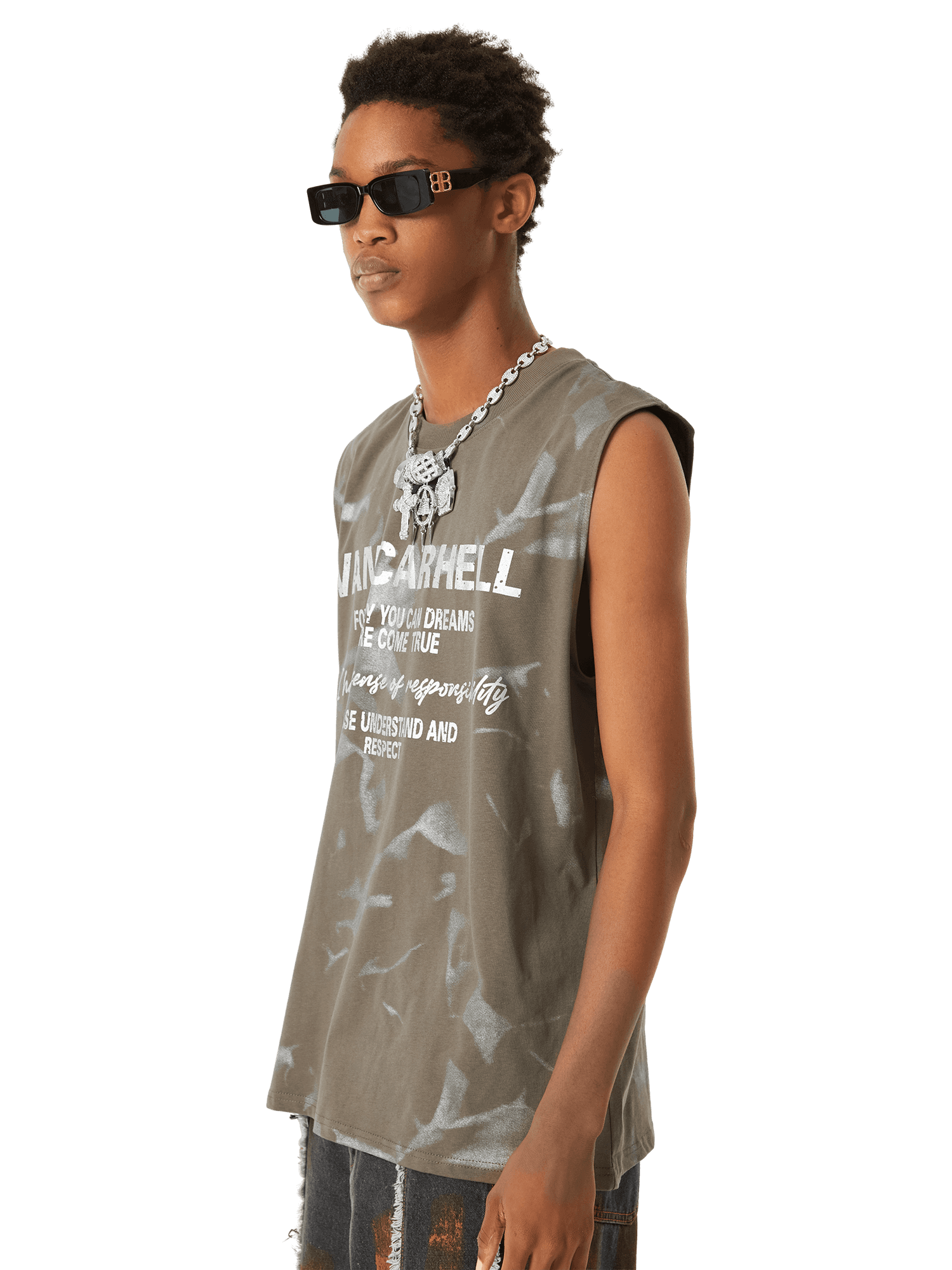 Thesupermade American Street Style Letter Print Vest