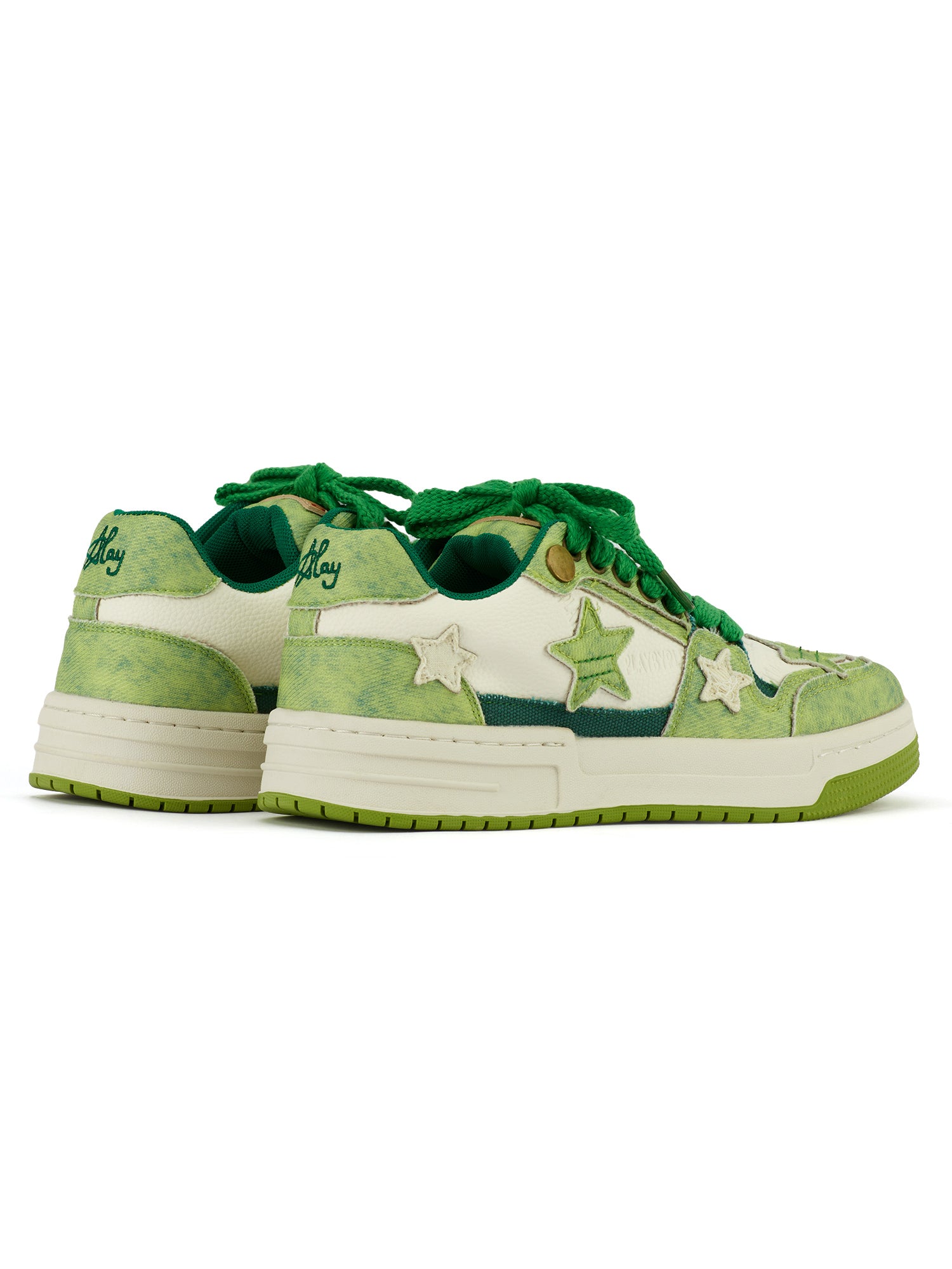 Avocado Green Star Chunky Sneakers