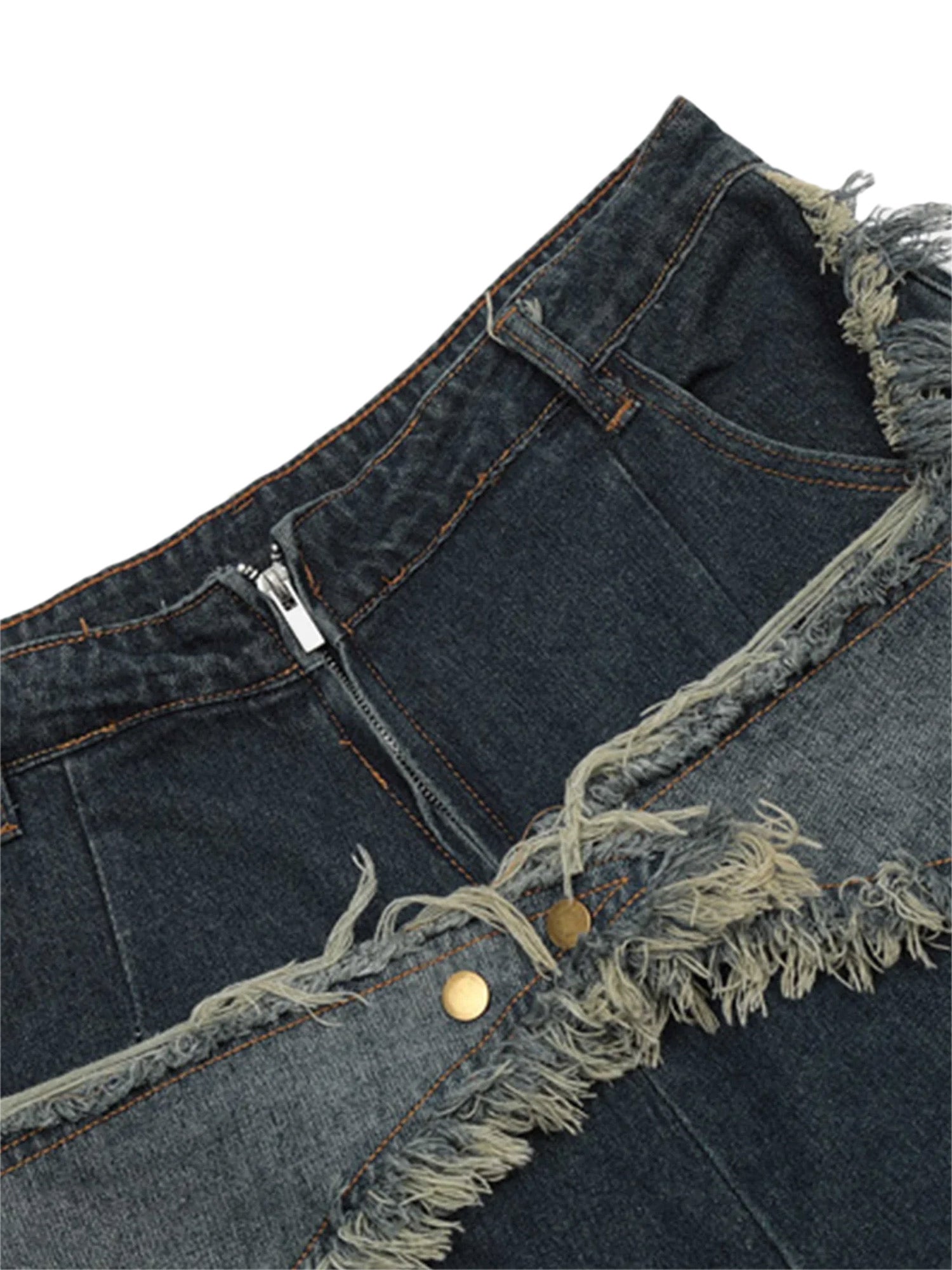 Thesupermade American Pentagram Tassel Patch Denim Shorts - 1681