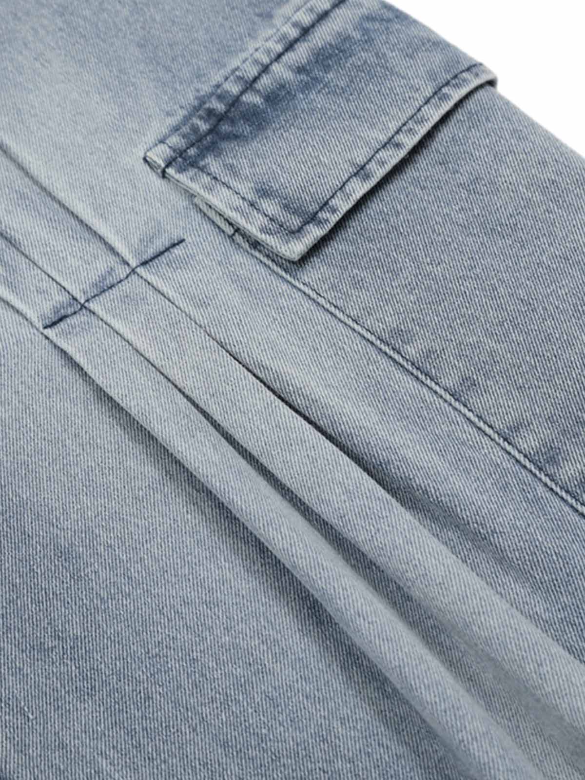 Side-Scarf Pleated Baggy Jeans