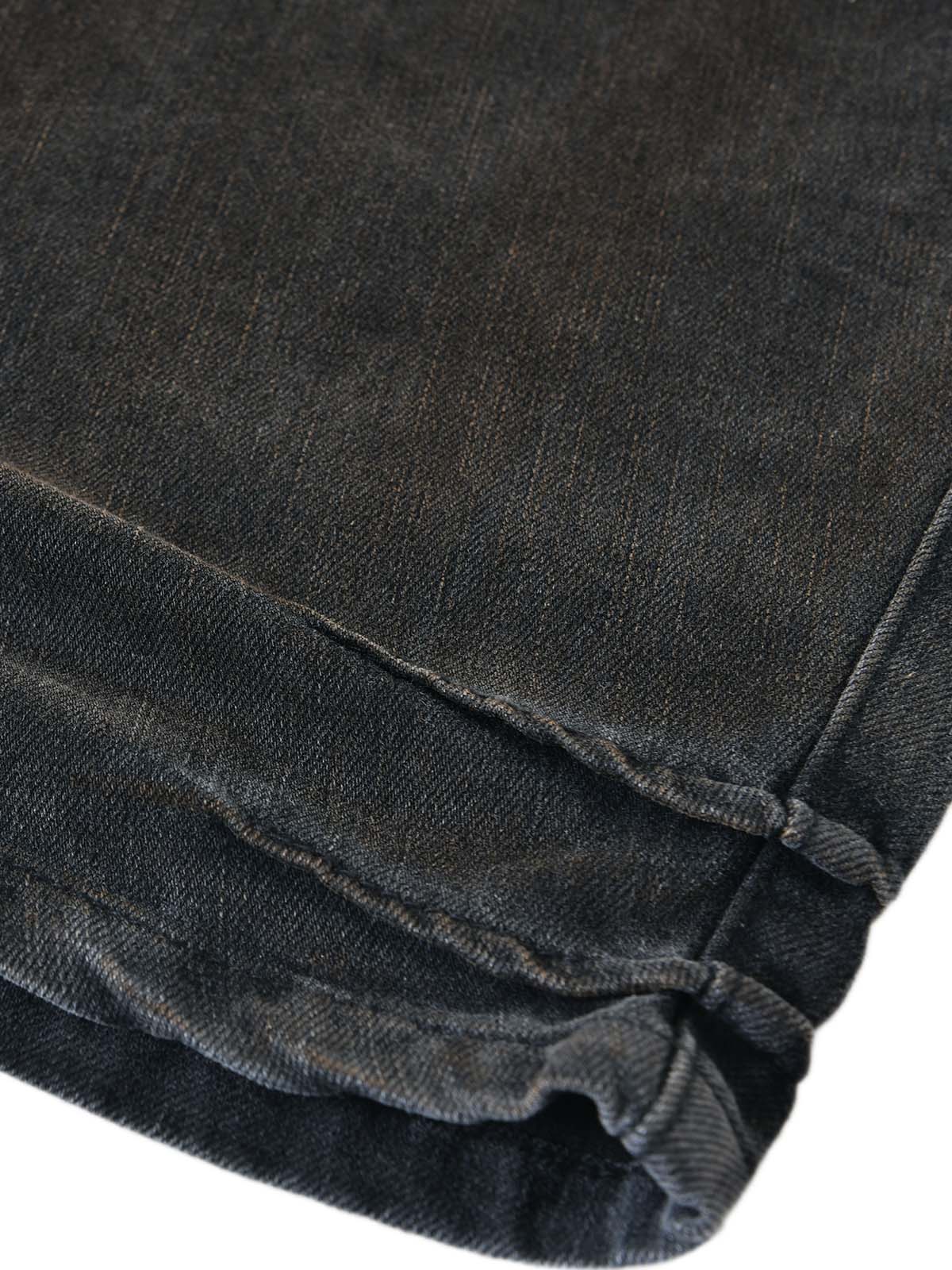 Washed Pleated Straight Jeans - 2263