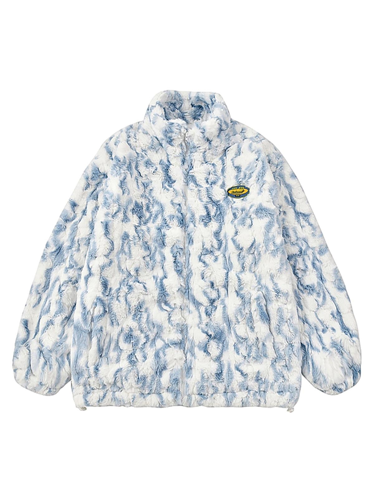 Tie-Dye Stand Collar Sherpa Jacket