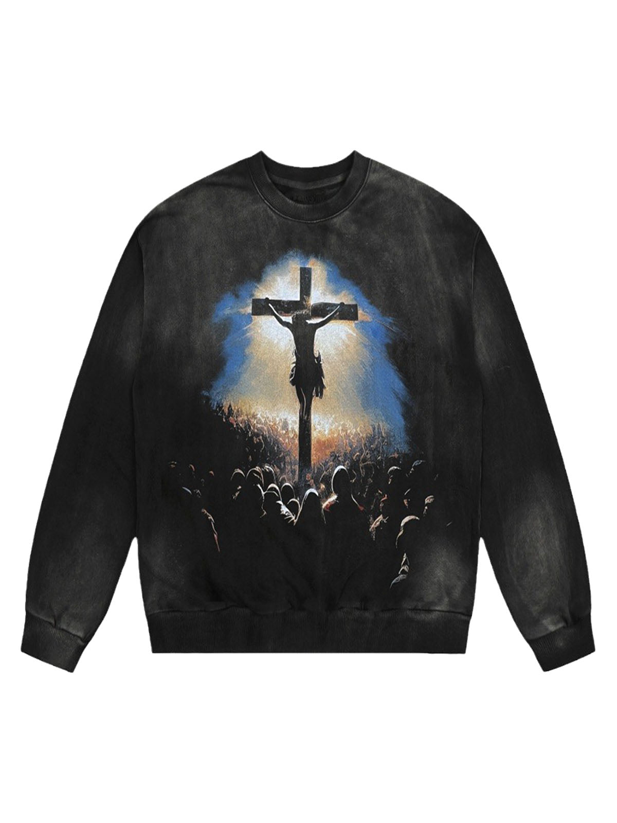 Jesus' Crucifixion Print Washed Sweatshirt