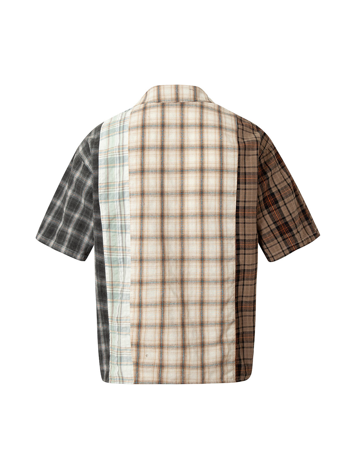 Patchwork Plaid Short-Sleeve Shirt