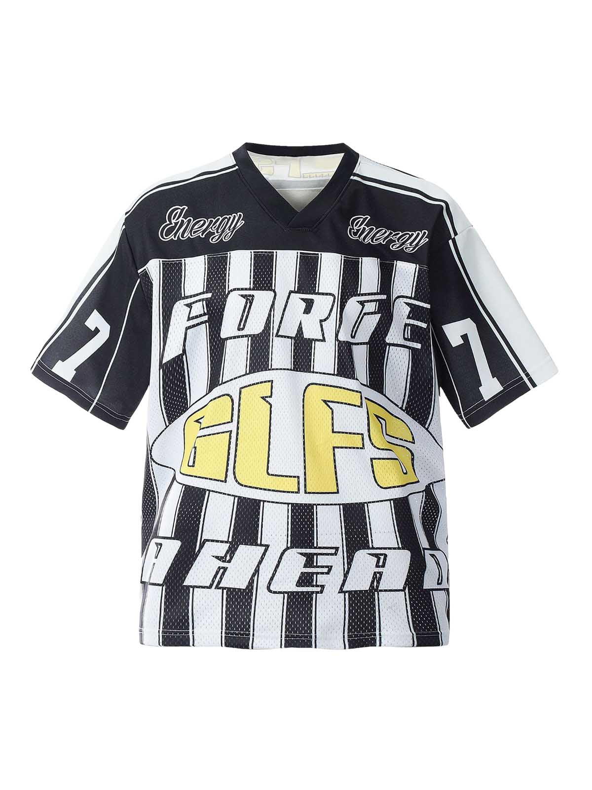 Sports Letter Stripe Print Jersey T-shirt