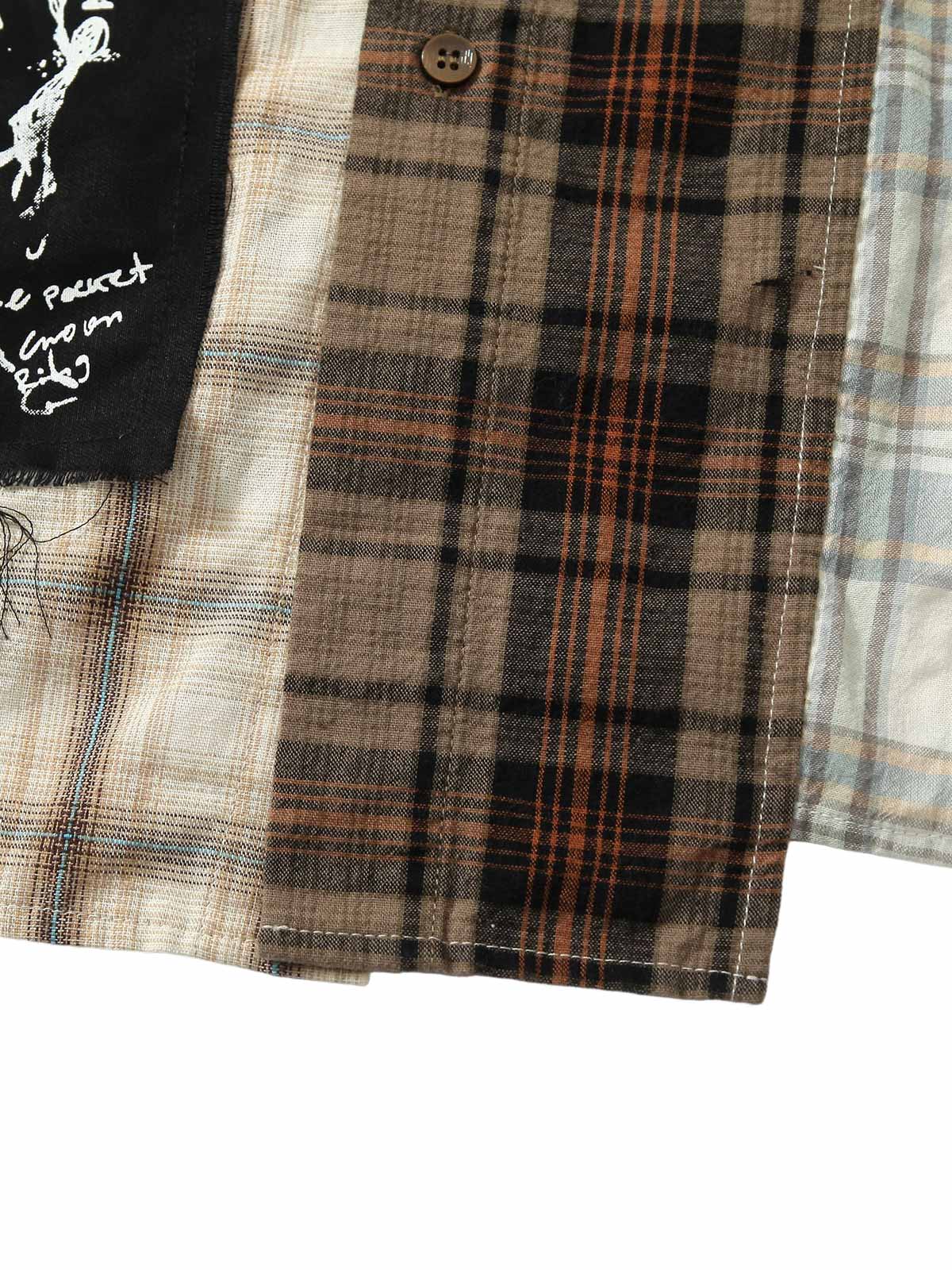 Patchwork Plaid Short-Sleeve Shirt