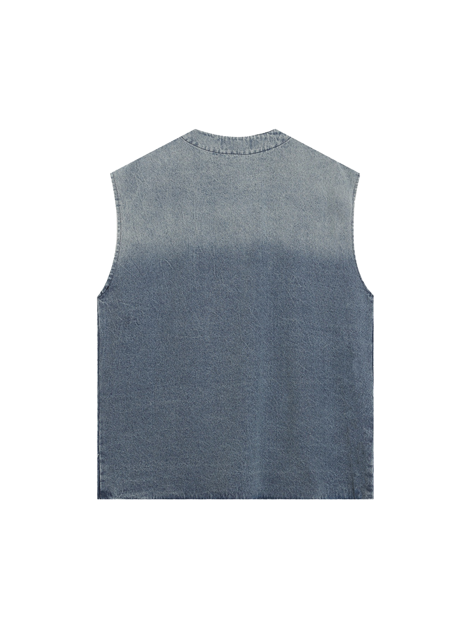 Thesupermade American Retro Letter Embroidery Gradient Denim Vest