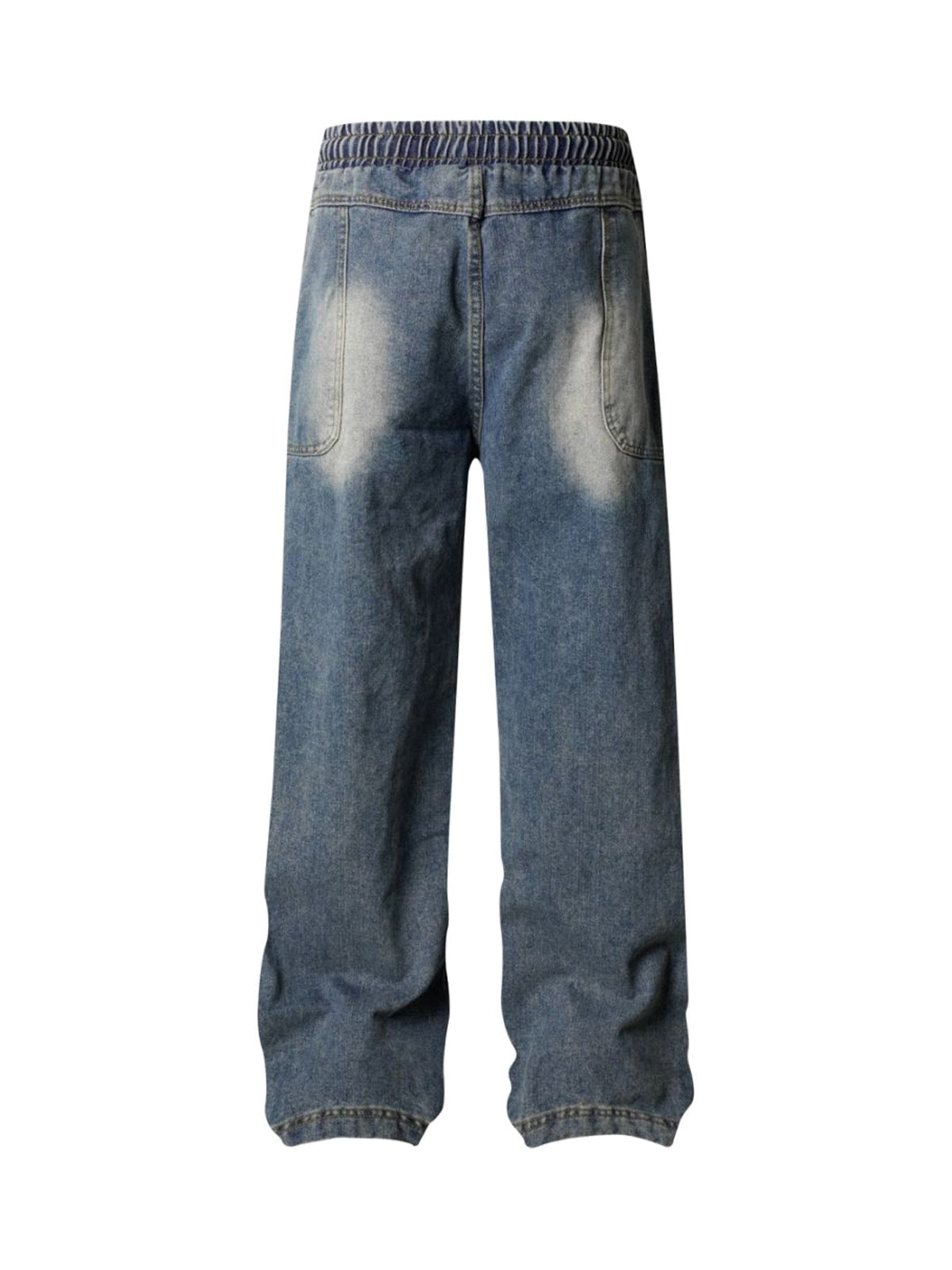 Washed Distressed Deconstructed Split Drawstring Jeans