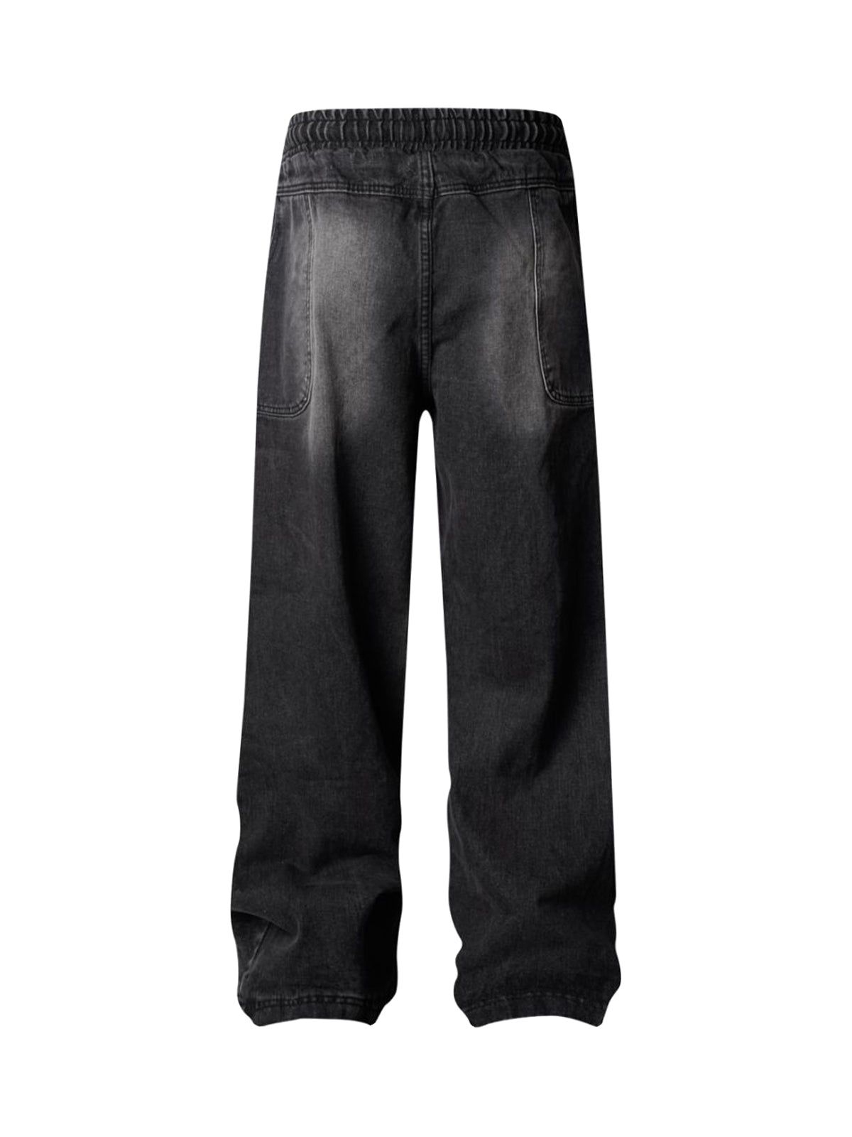 Washed Distressed Deconstructed Split Drawstring Jeans