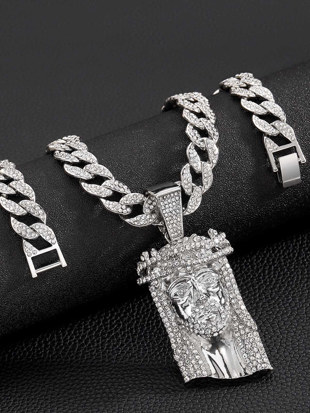 Thesupermade Diamond Jesus Cuban Necklace