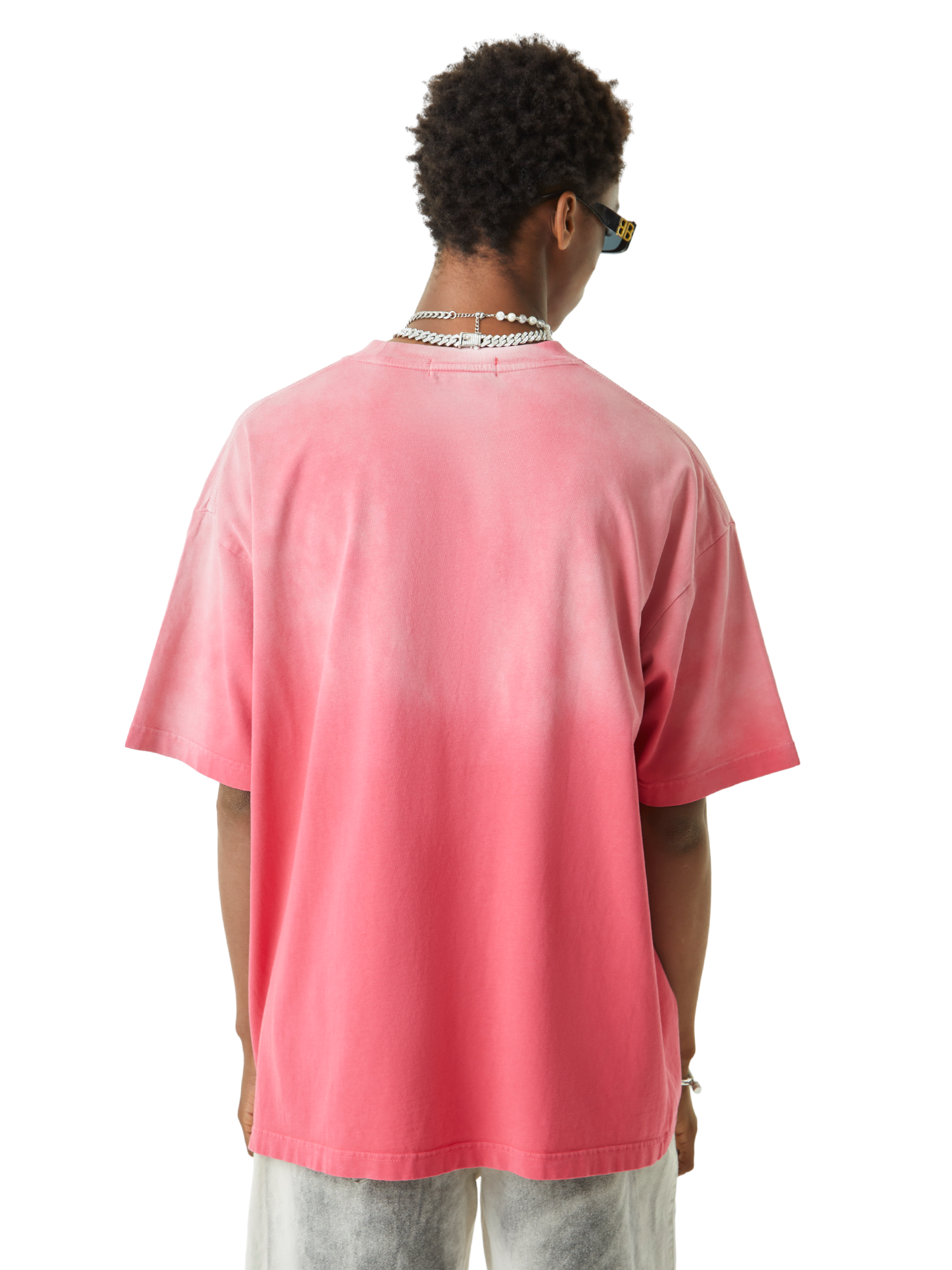 Thesupermade Tie-dye Gradient Rivet Street Rap T-shirt