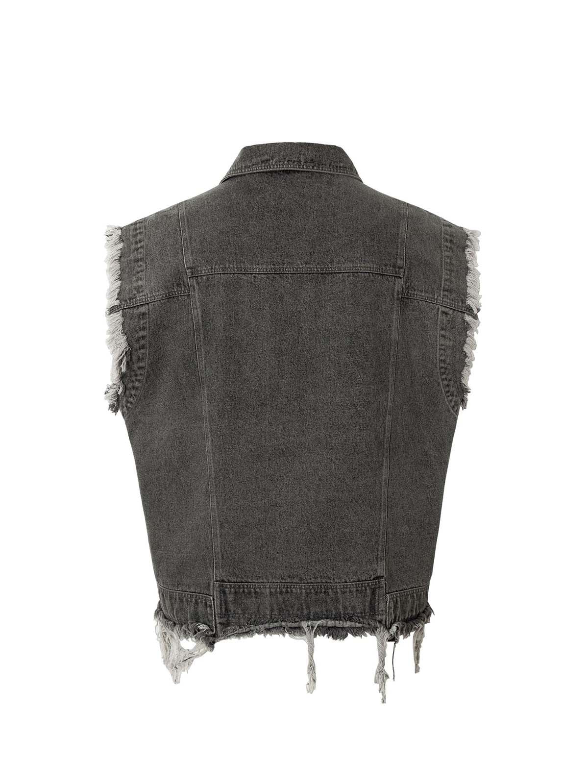 Retro Wasteland Rivet Denim Vest - 2299