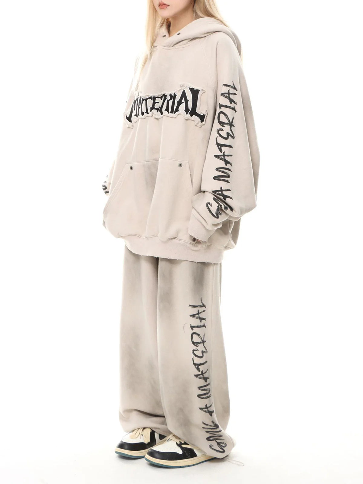 Wasteland Washed Patched Embroidered Hoodie Set