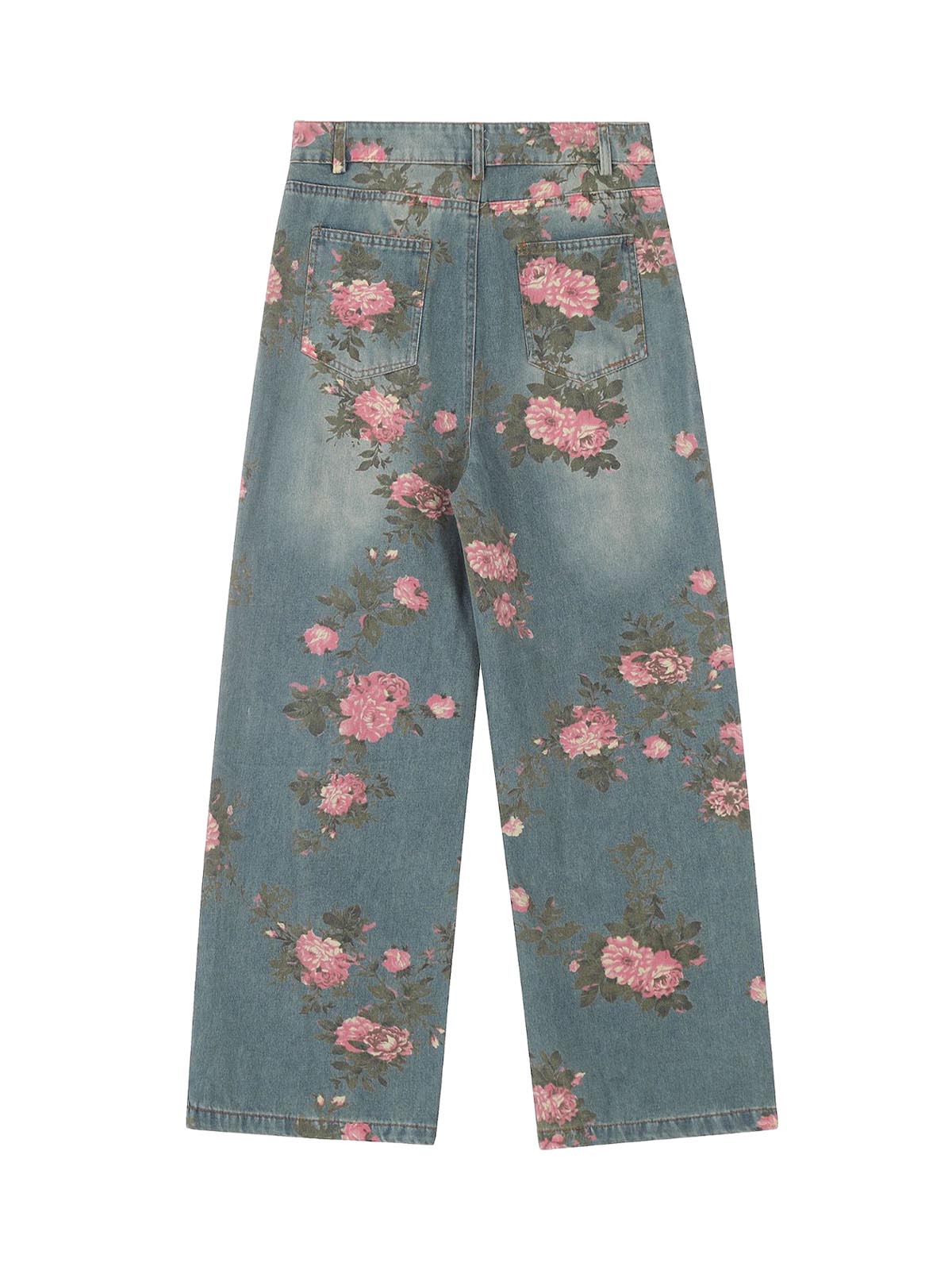 Thesupermade Floral Print Straight Jeans