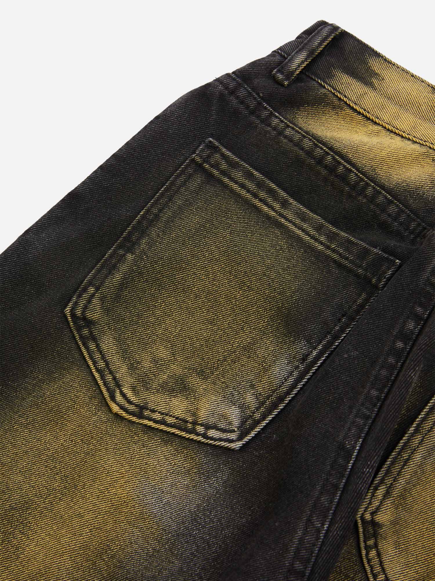 Thesupermade Hip-hop Washed Distressed Loose Spray-dyed Jeans