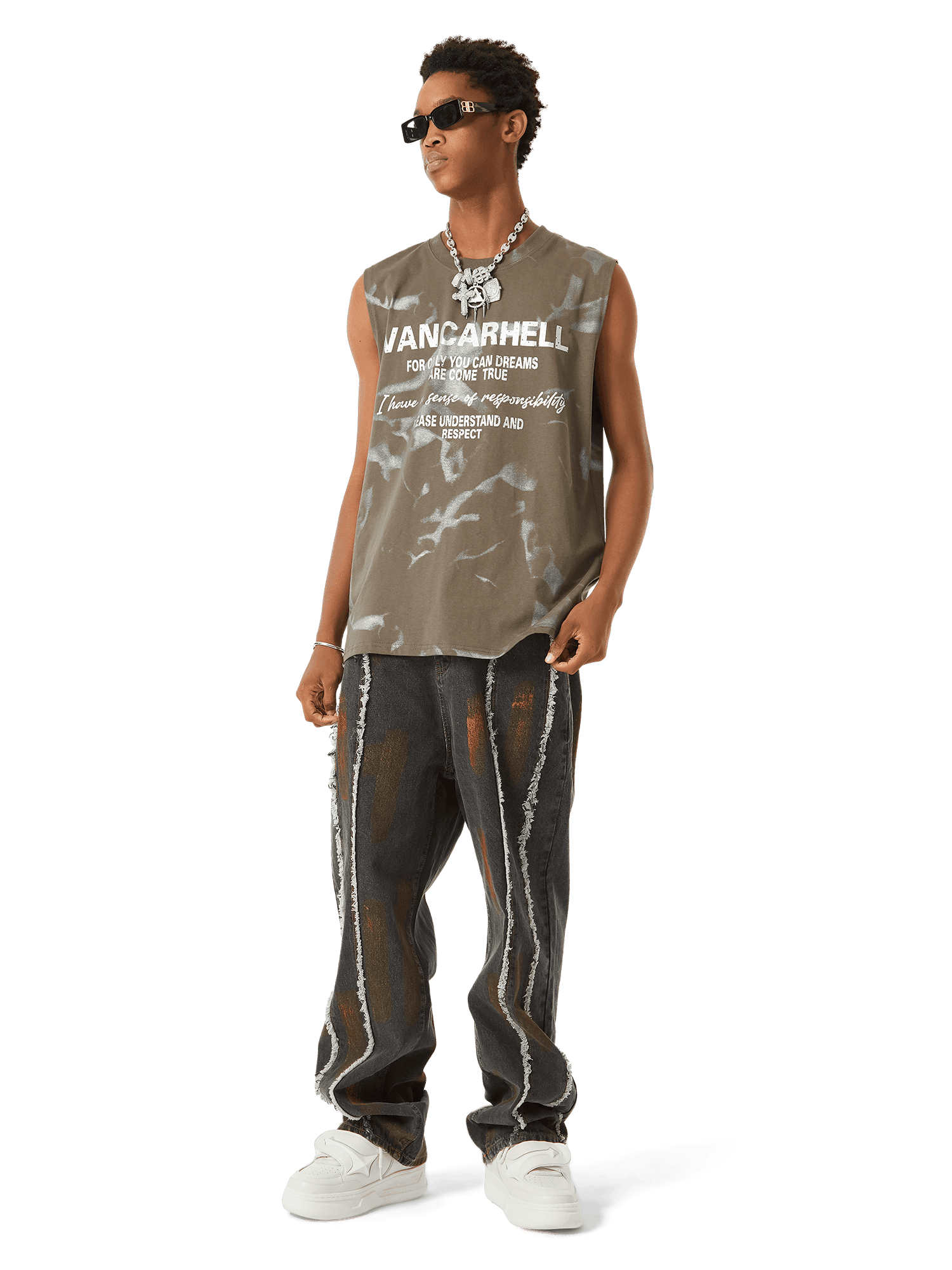 American Street Style Spray Painted Fur Jeans | Thesupermade®