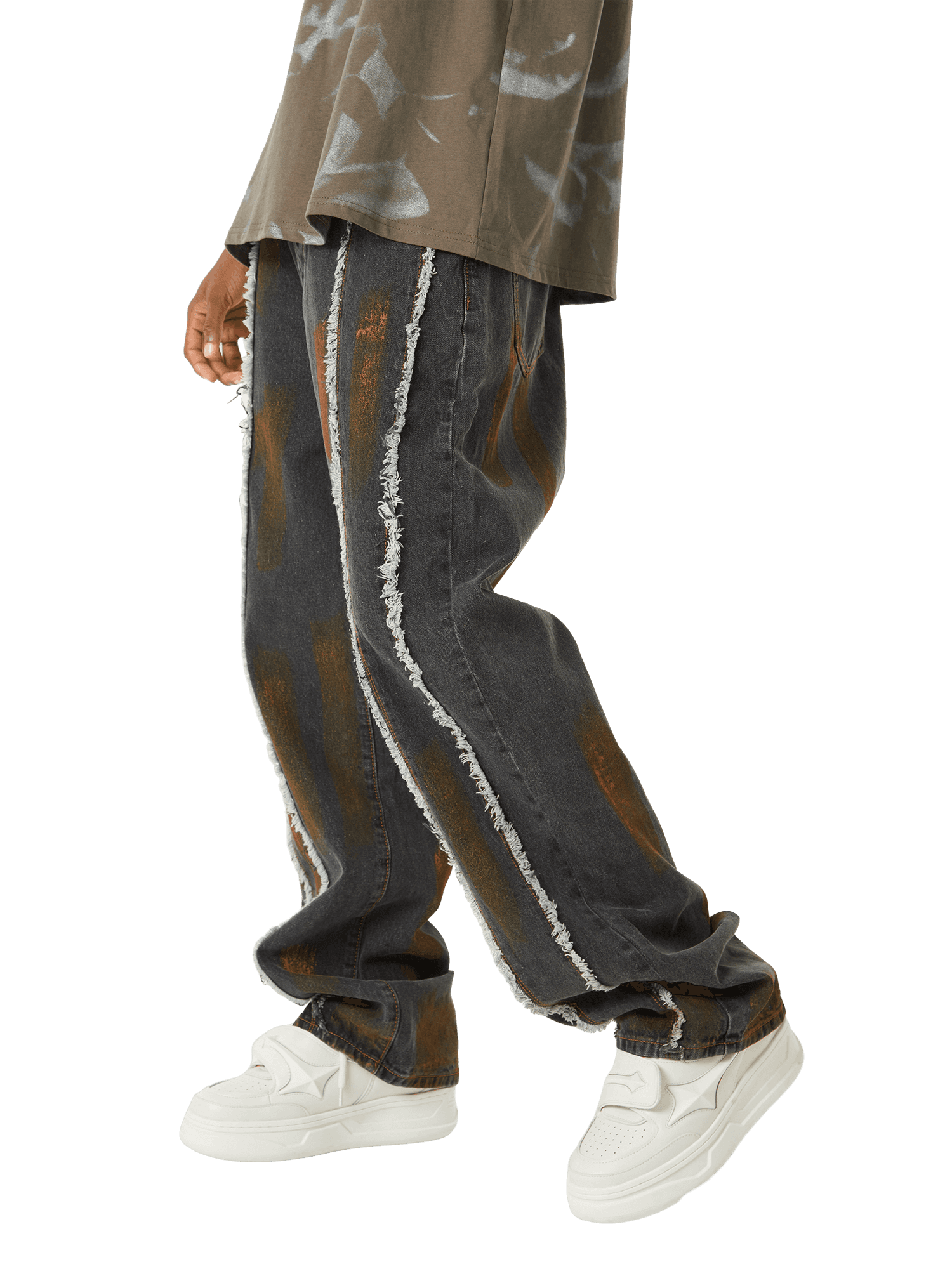 American Street Style Spray Painted Fur Jeans | Thesupermade®